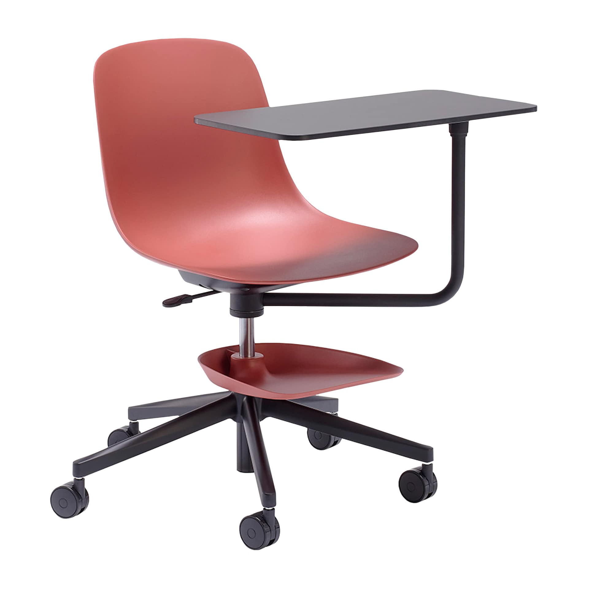 Swivel conference chair with table on wheels