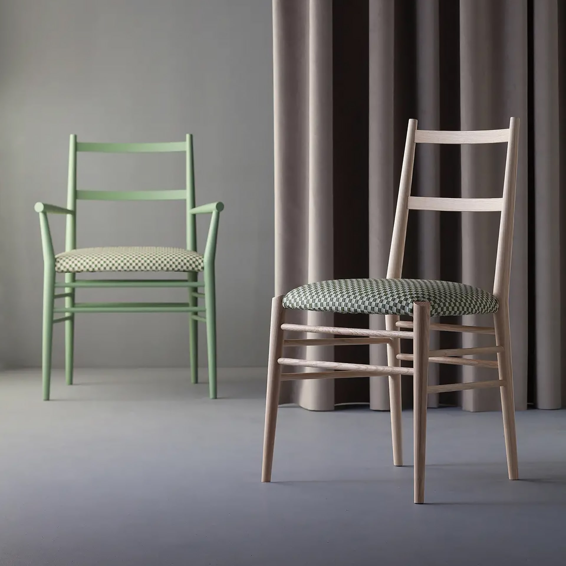 Wooden chair with woven or upholstered seat A-Alpha