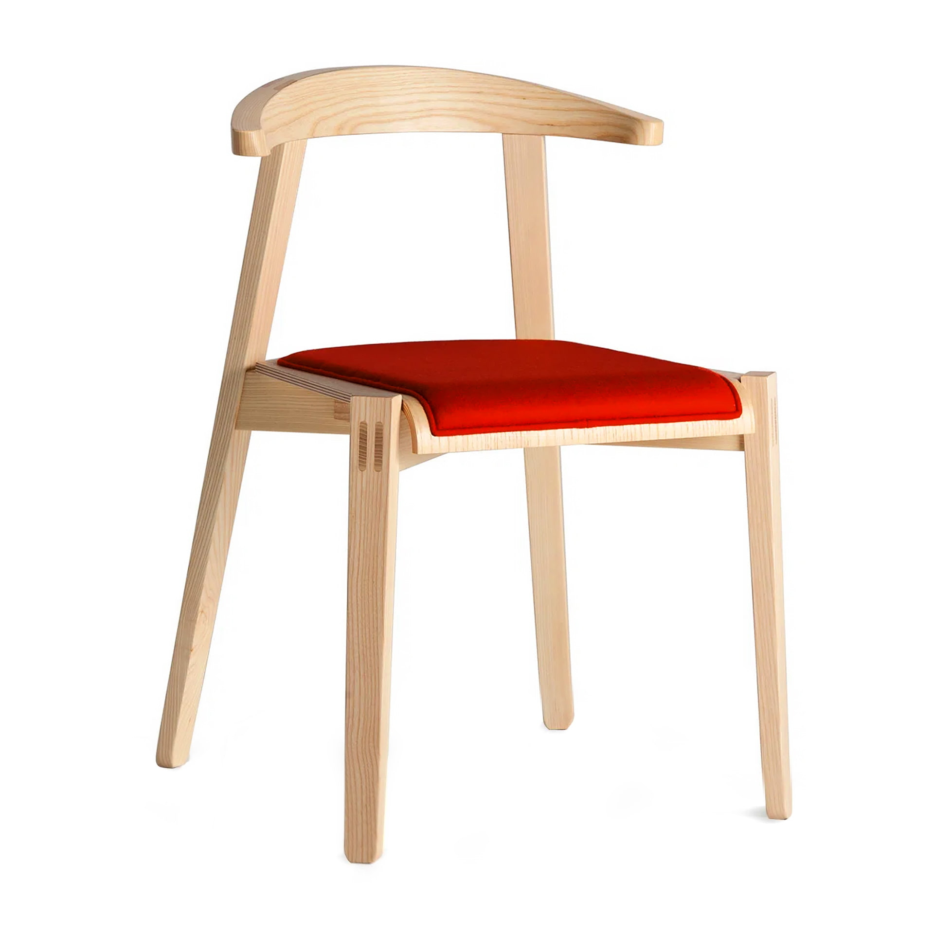 Ash wood chair with solid or padded seat 