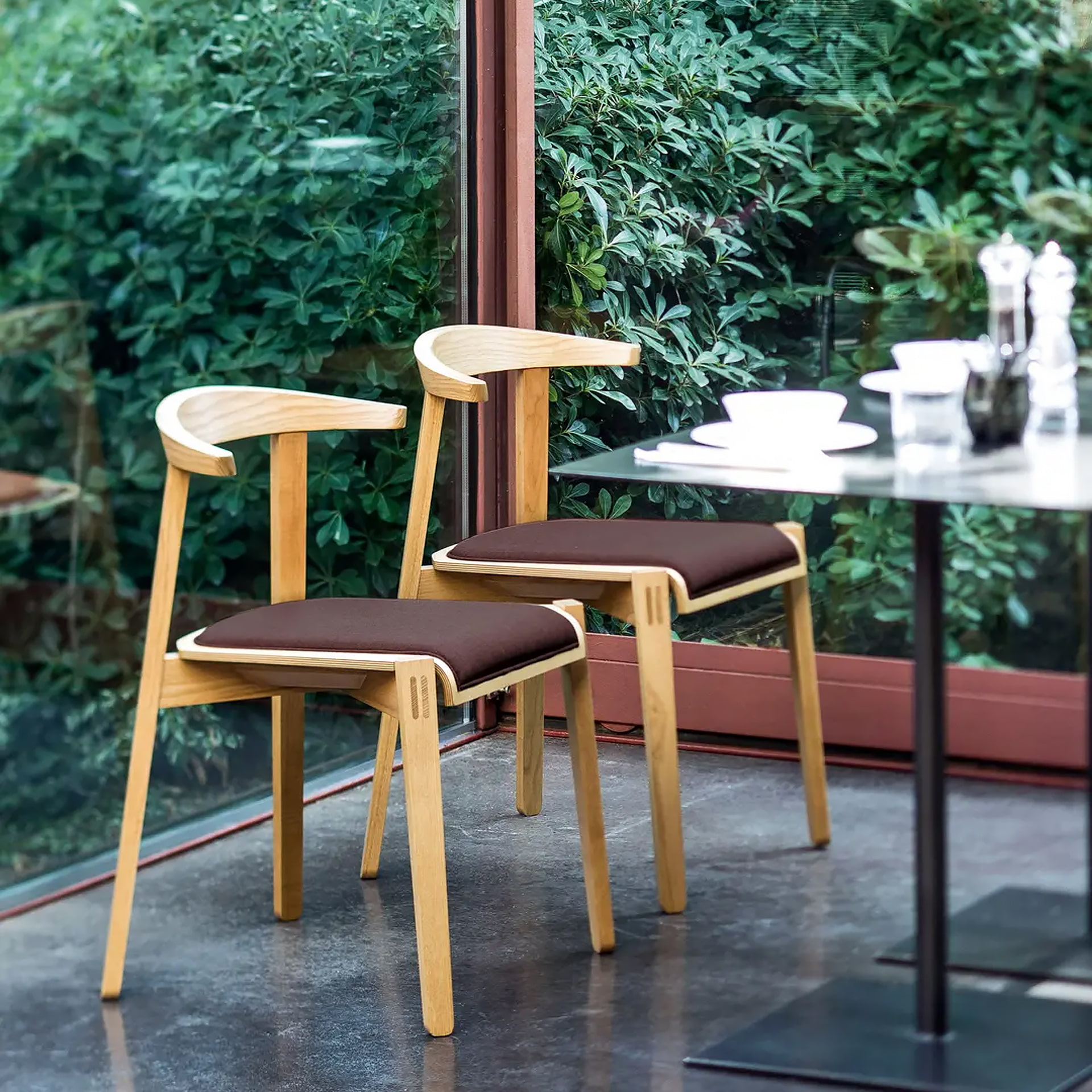 Ash wood chair with solid or padded seat  A-Plug