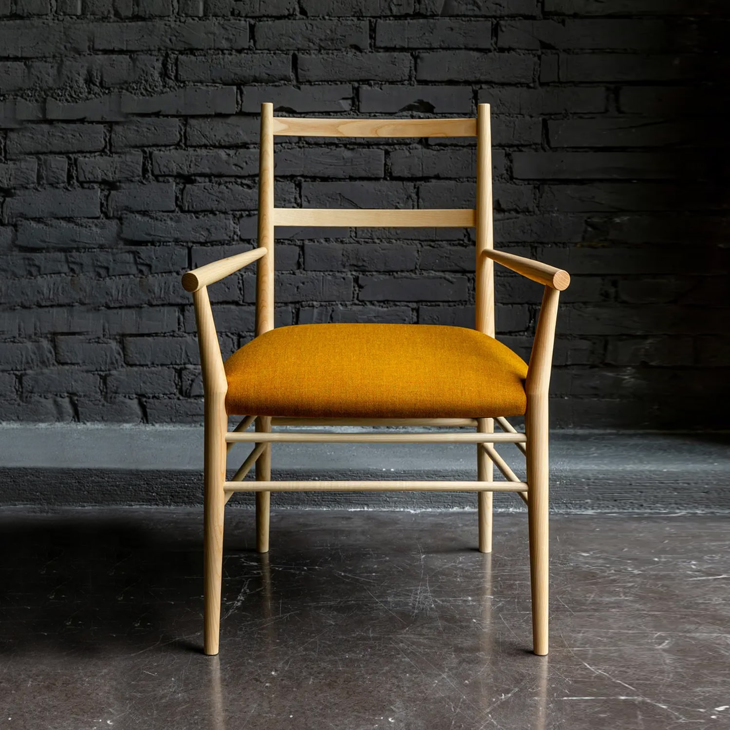 Wooden armchair Alpha with woven or upholstered seat