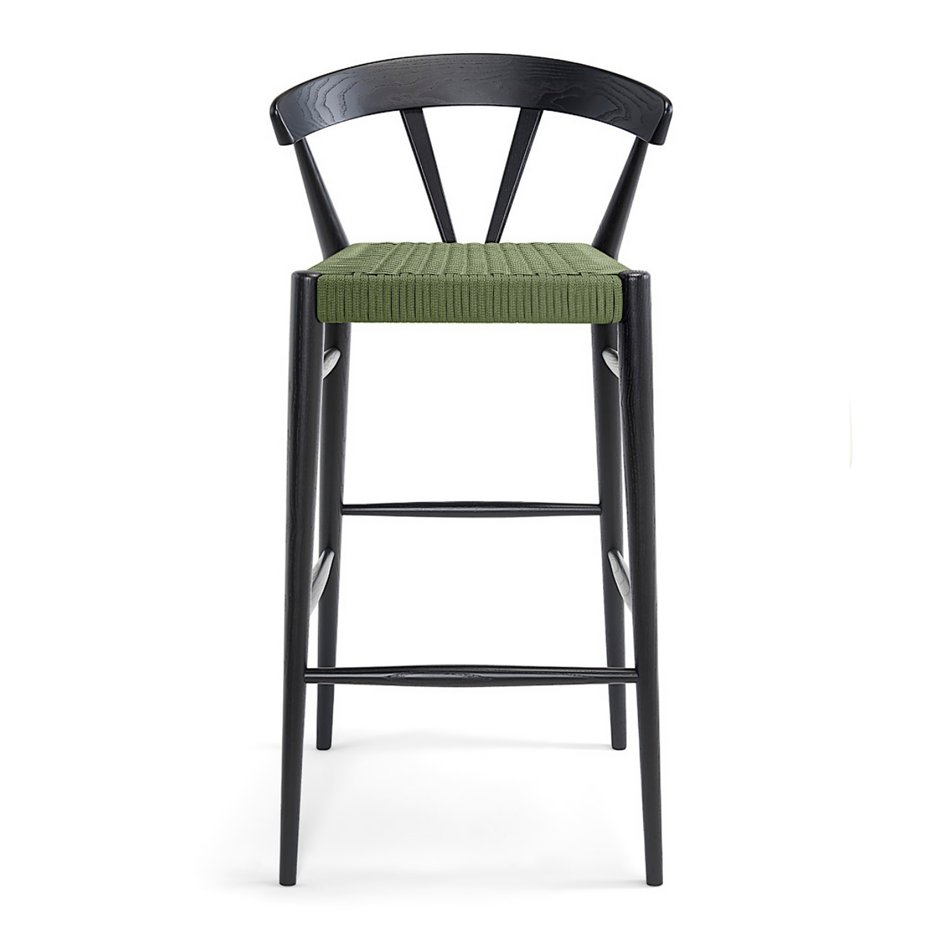 Wooden bar stool H-Ginger with solid, woven, or upholstered seat