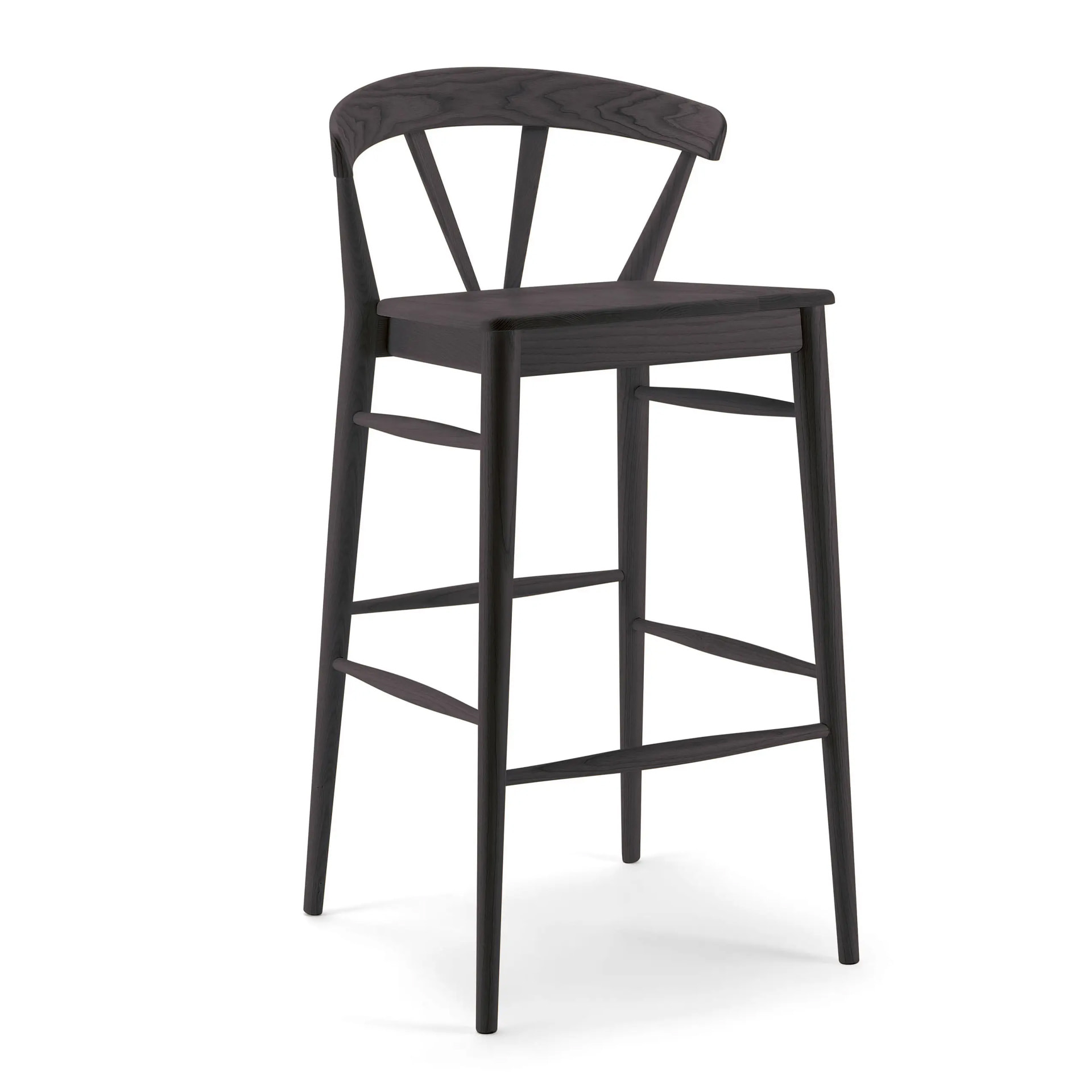 Wooden bar stool H-Ginger with solid, woven, or upholstered seat