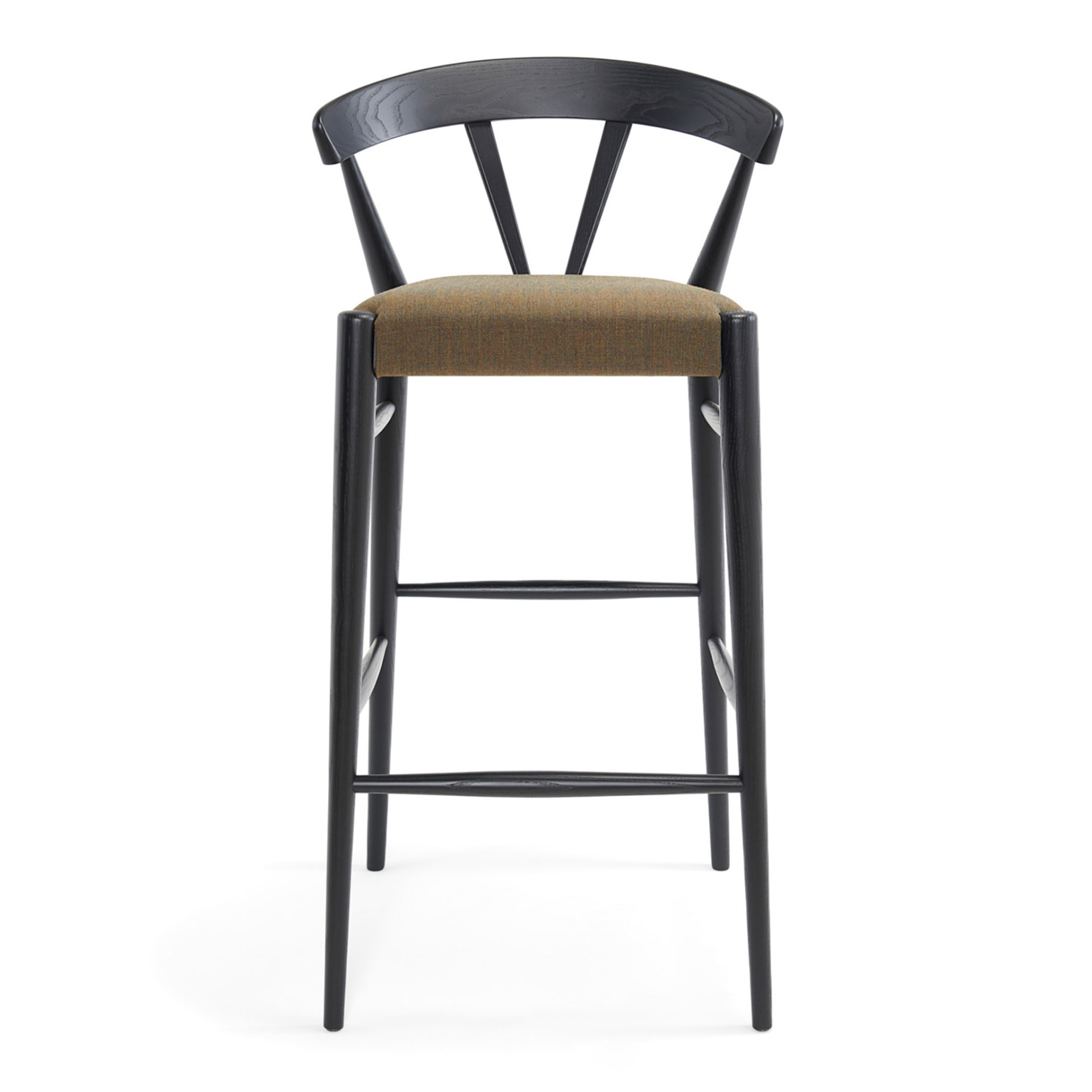 Wooden bar stool H-Ginger with solid, woven, or upholstered seat