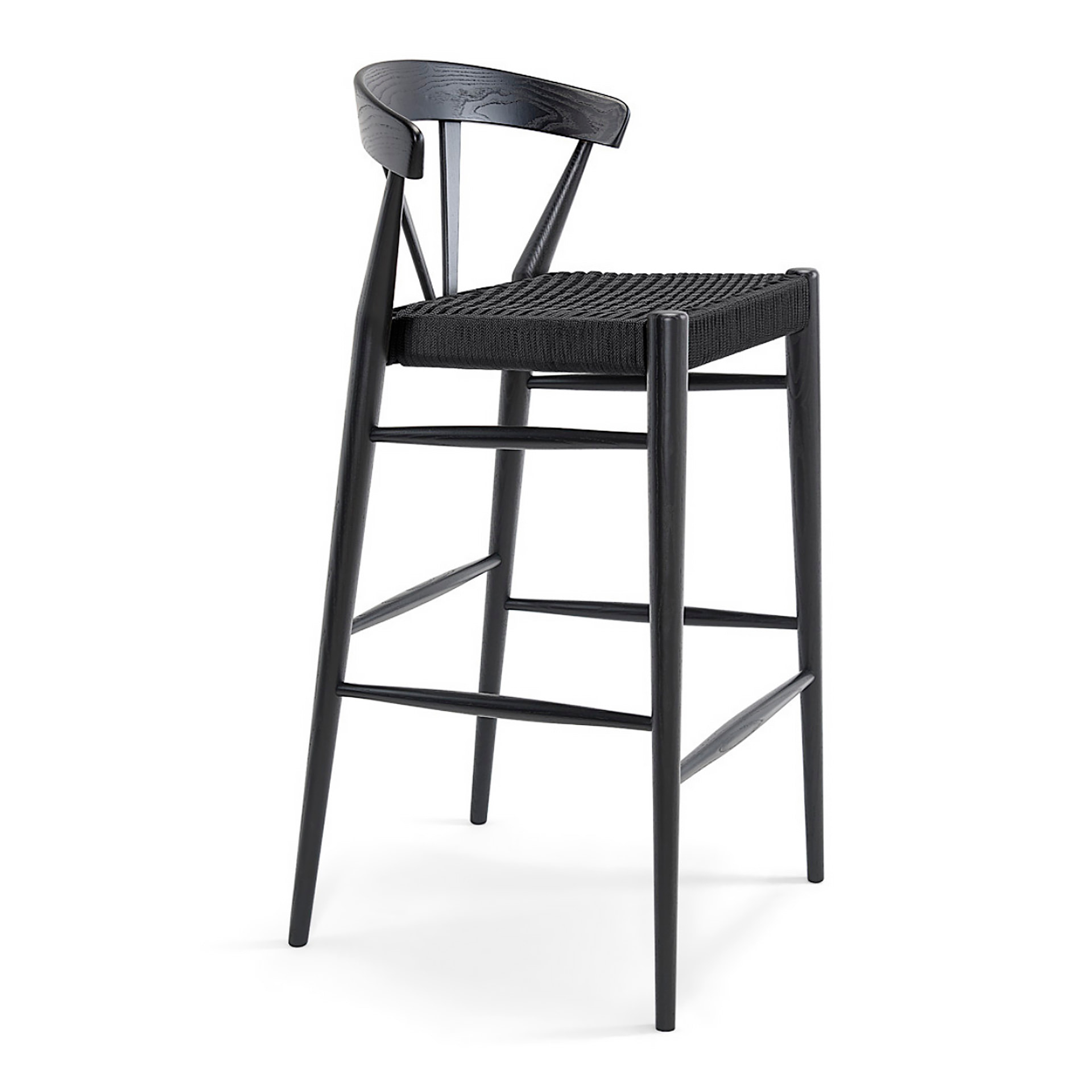 Wooden bar stool H-Ginger with solid, woven, or upholstered seat
