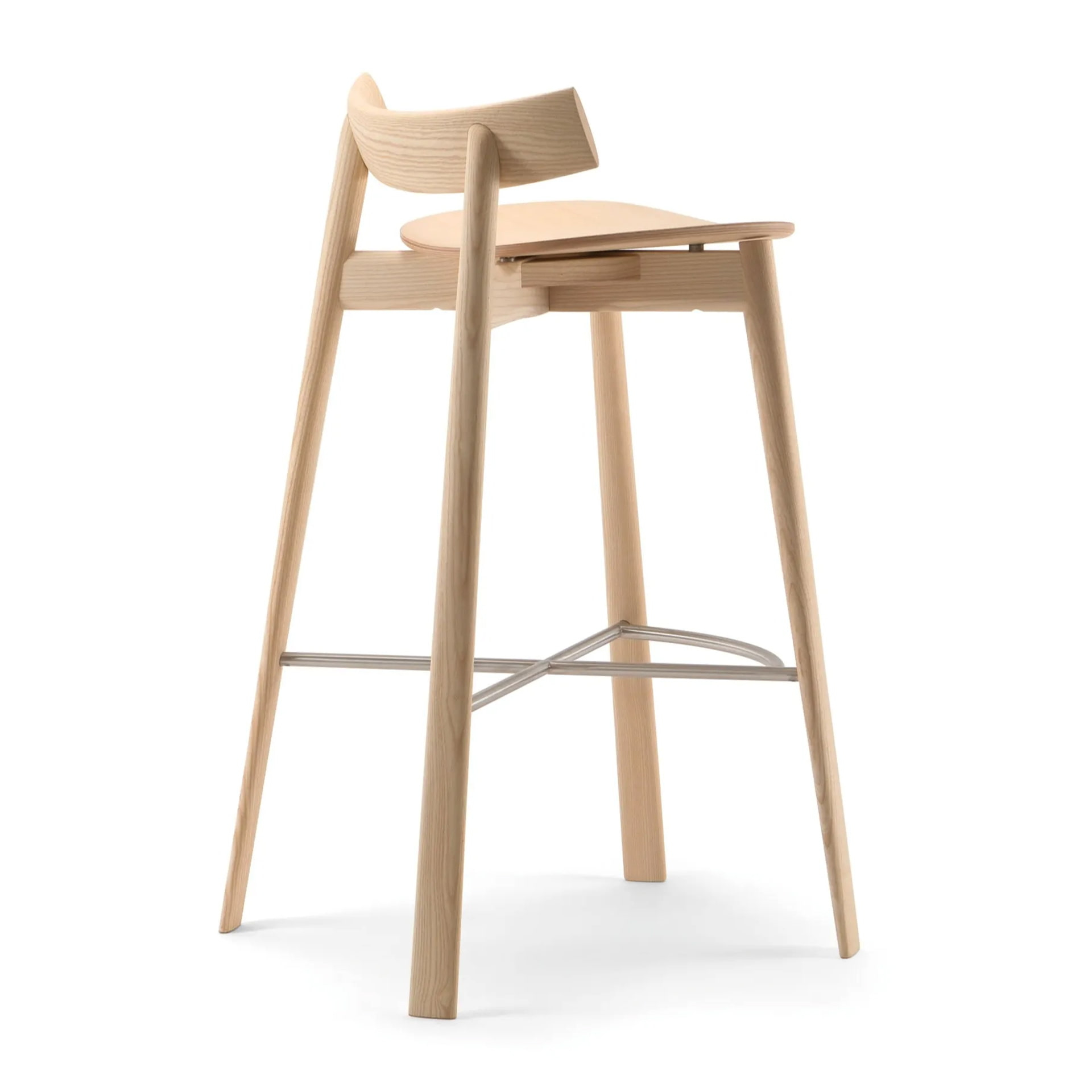 Wooden bar stool H-Remo with solid, woven, or upholstered seat