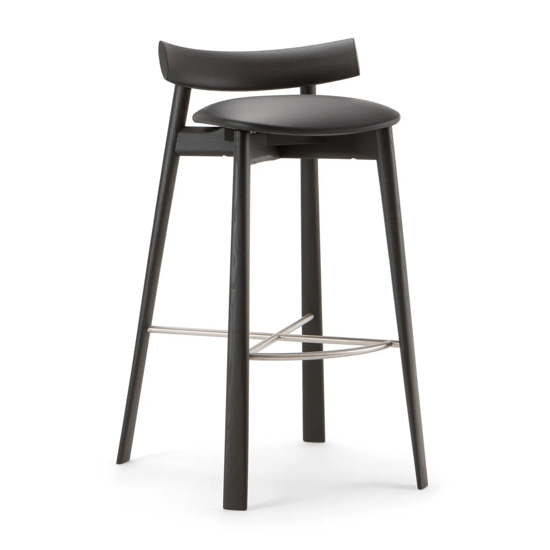 Wooden bar stool H-Remo with solid, woven, or upholstered seat
