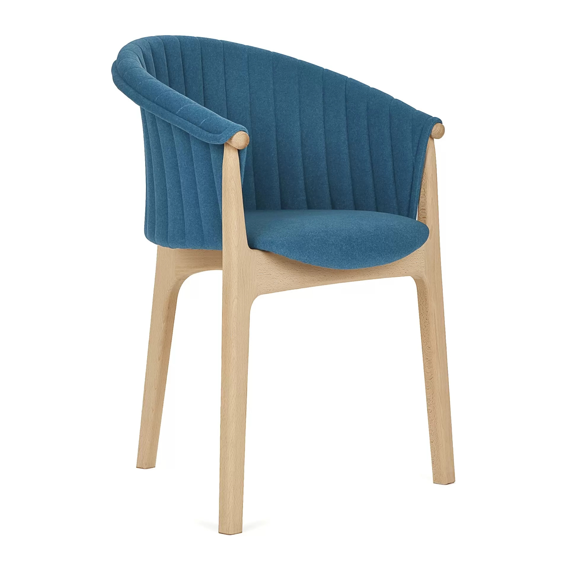 Fully upholstered wooden armchair with three legs B-2945 EVO