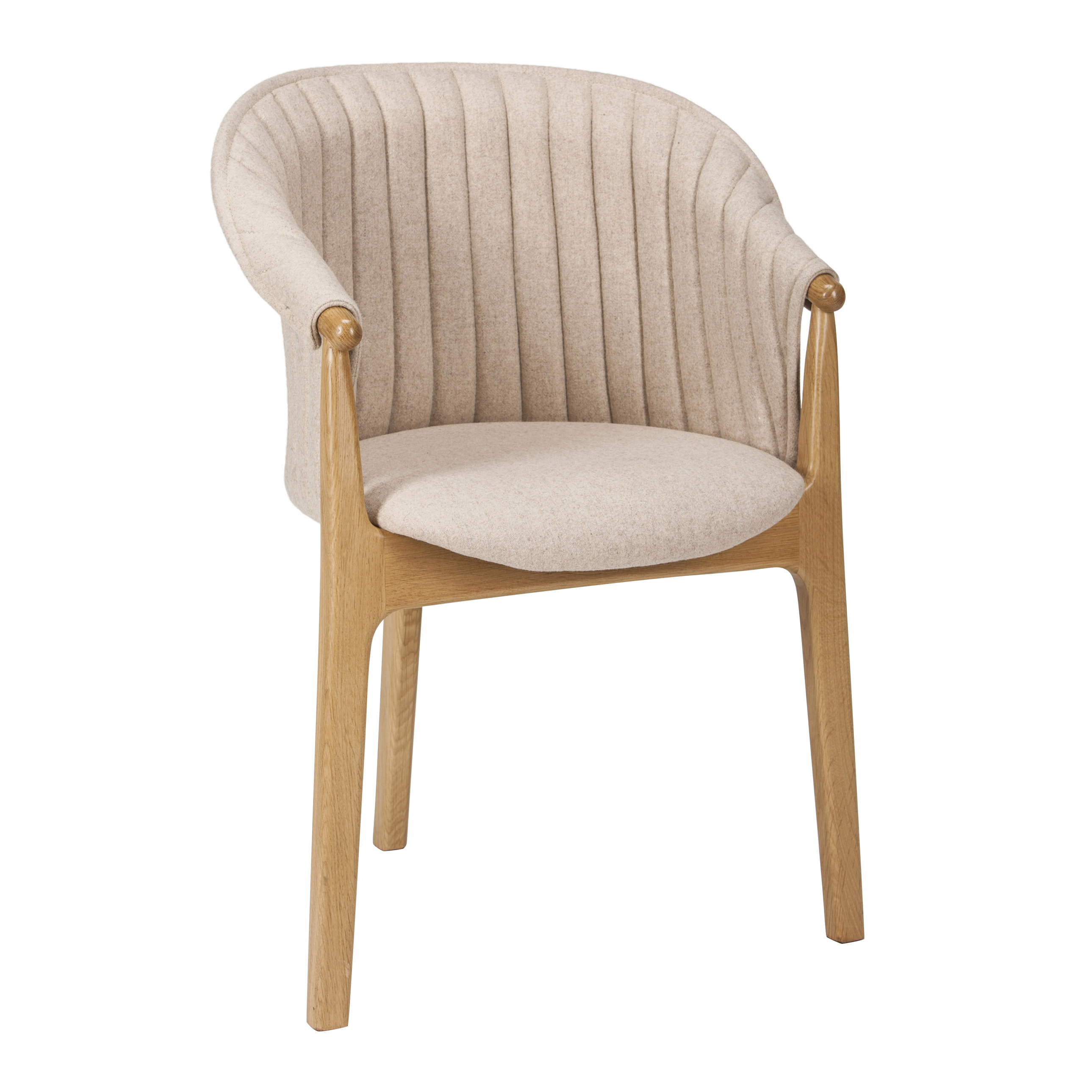 Fully upholstered wooden armchair with three legs B-2945 EVO