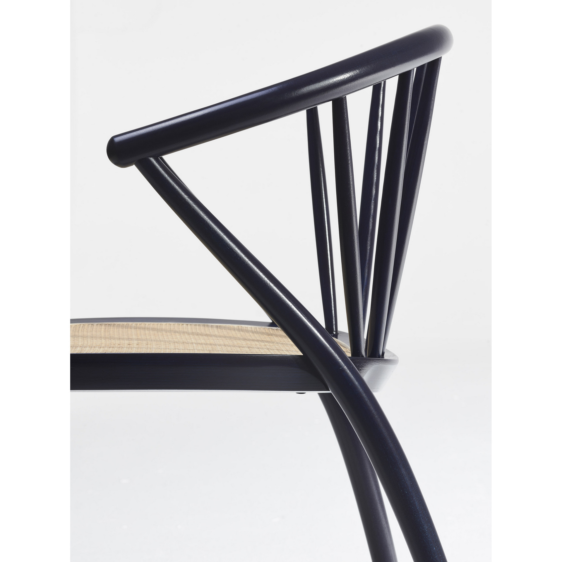 Wooden armchair with vertical slat back and cane seat B-9820 Sudoku Erba
