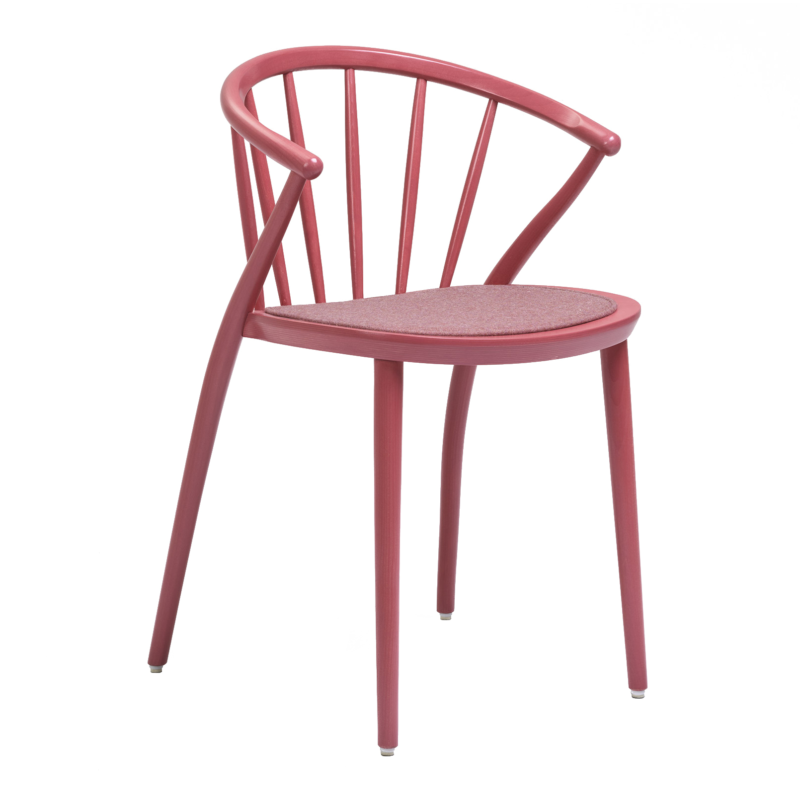 Vertical slat back chair with upholstered seat