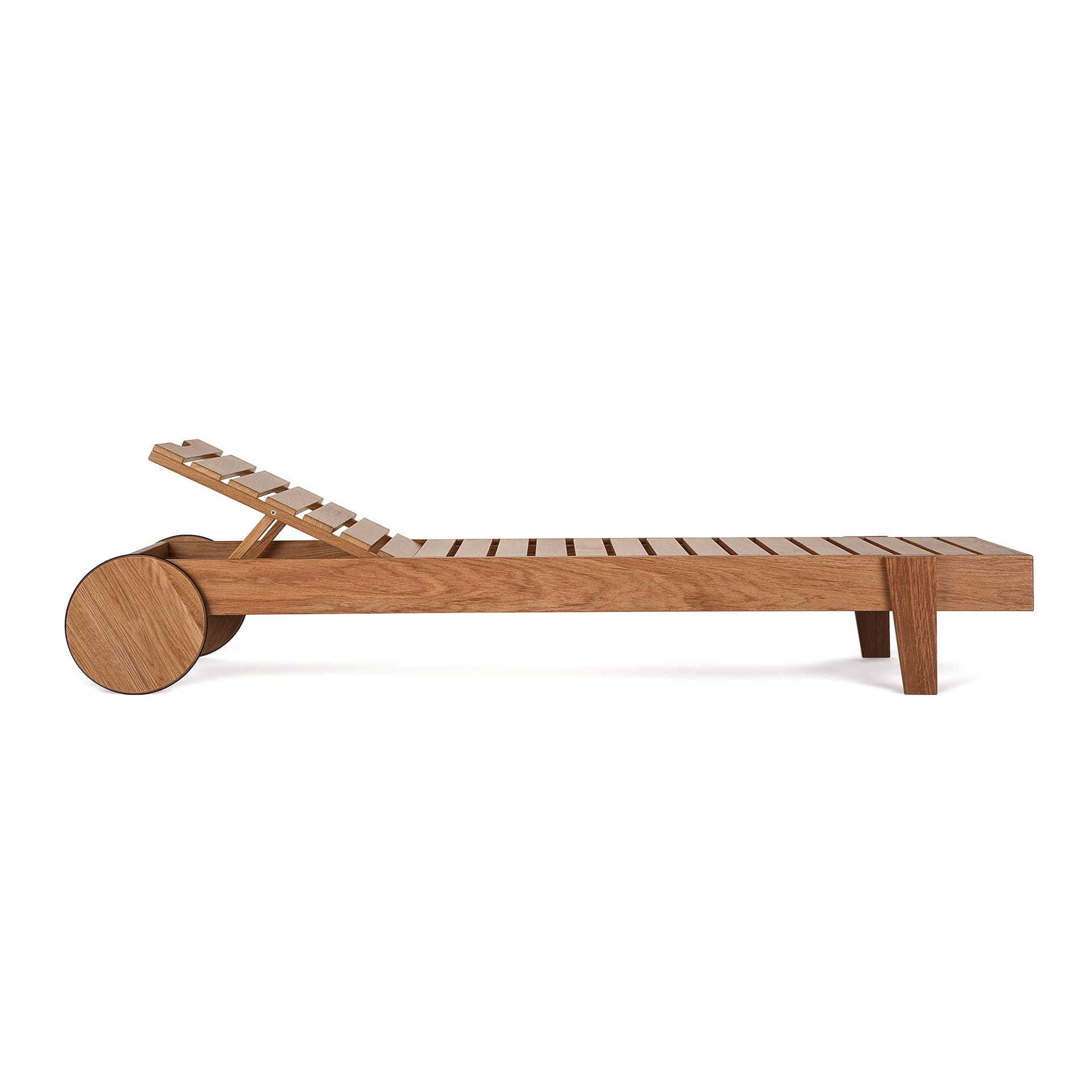 Reclining beech wood sunlounger Sondo