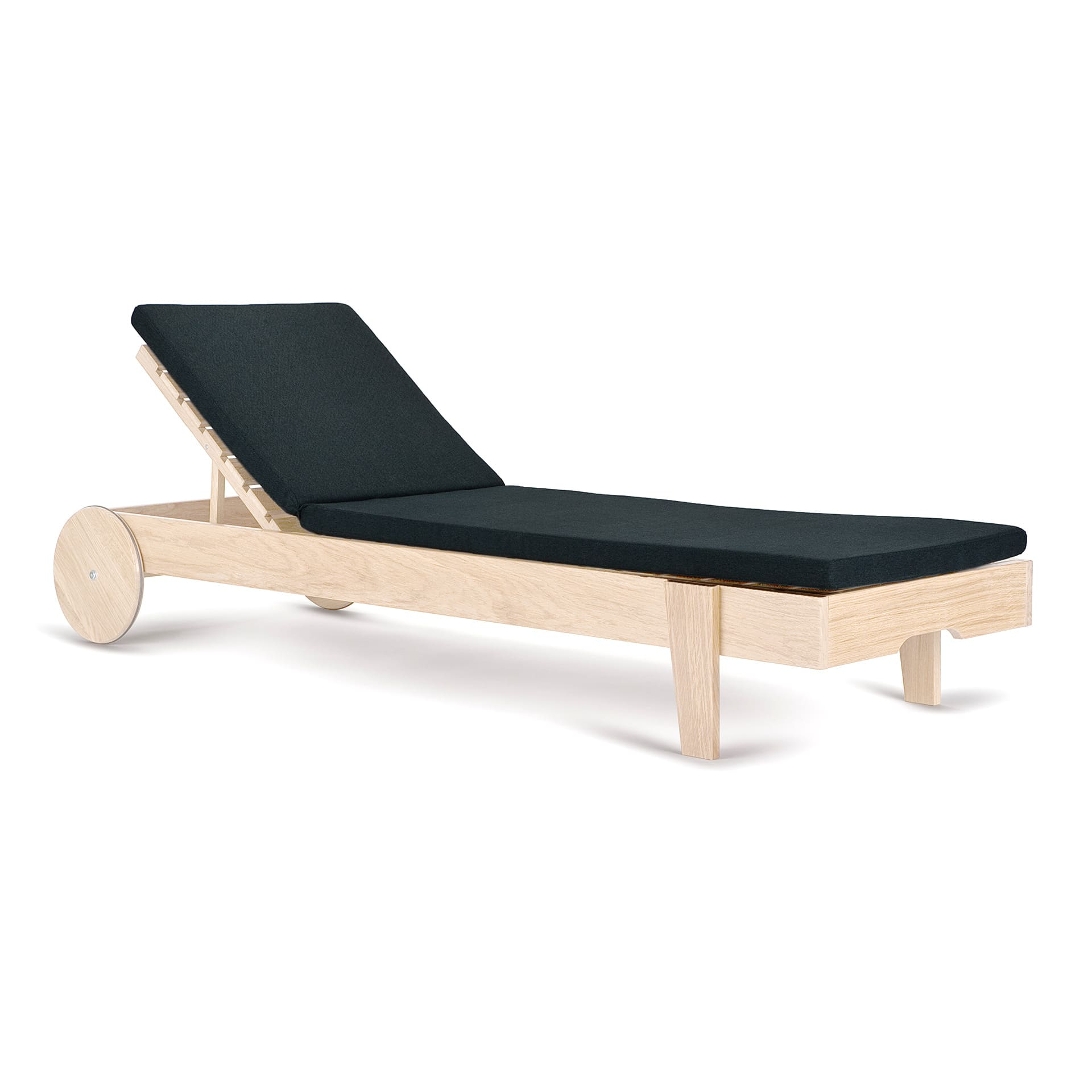 Reclining beech wood sunlounger Sondo