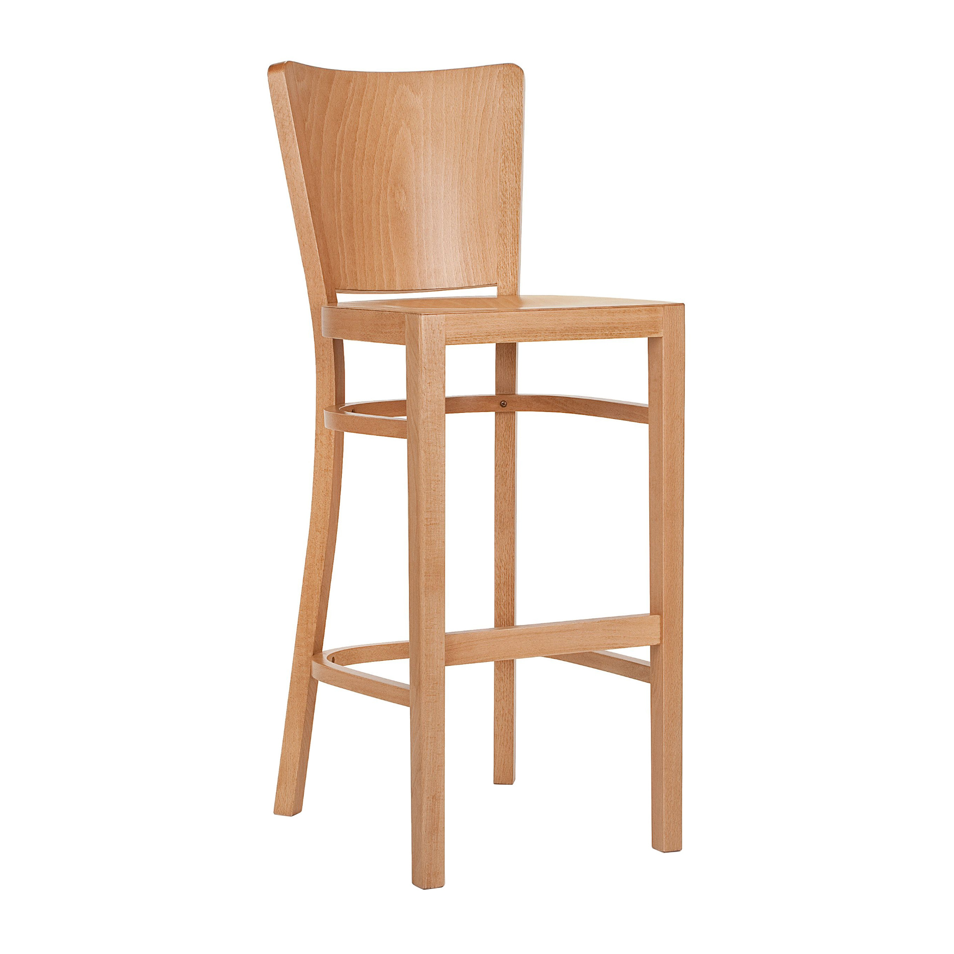 Wooden bar stool with solid or upholstered seat H-0027