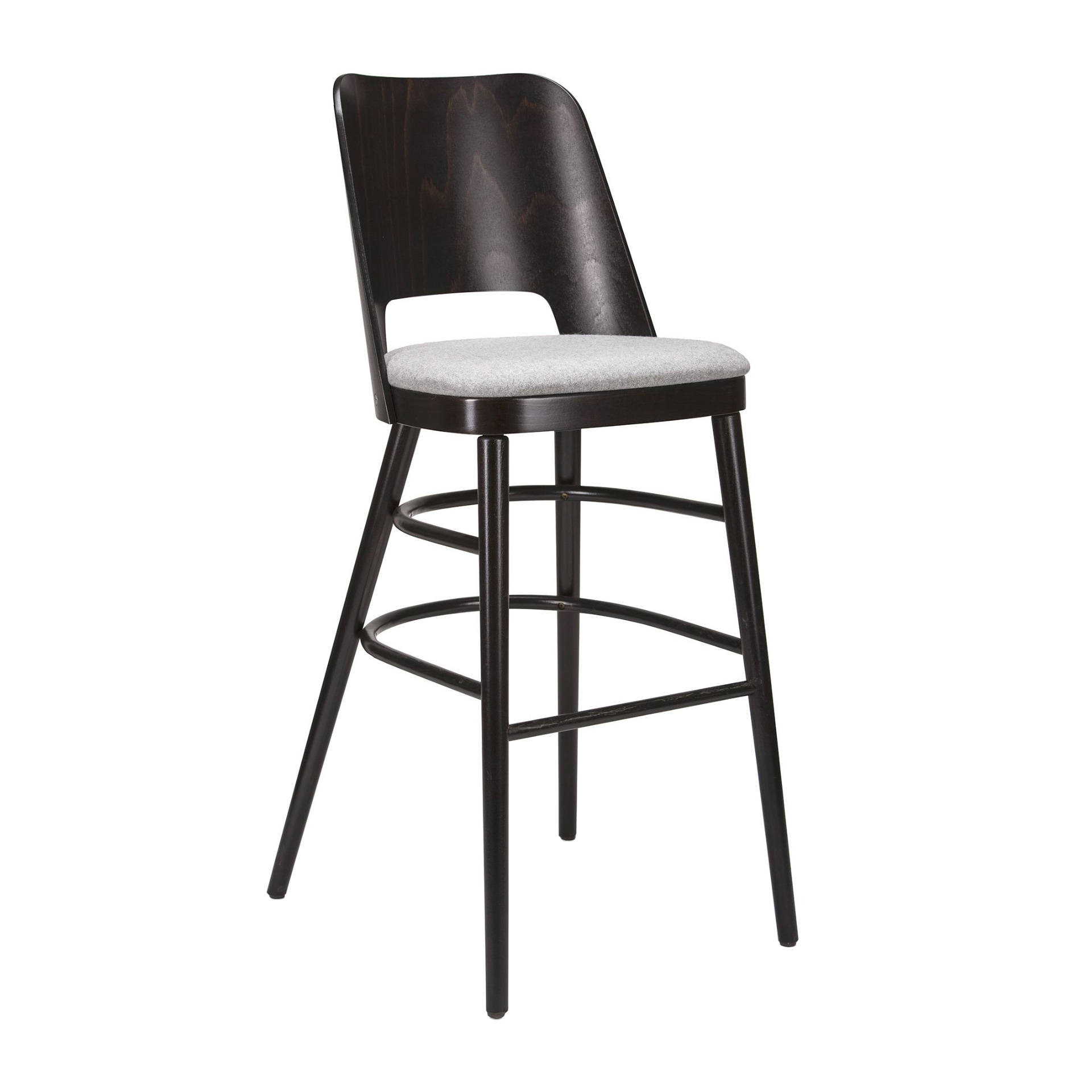 Semi-upholstered bar stool with curved back H-0043
