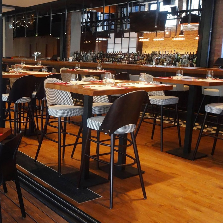 Fully upholstered wooden bar stool H-0048