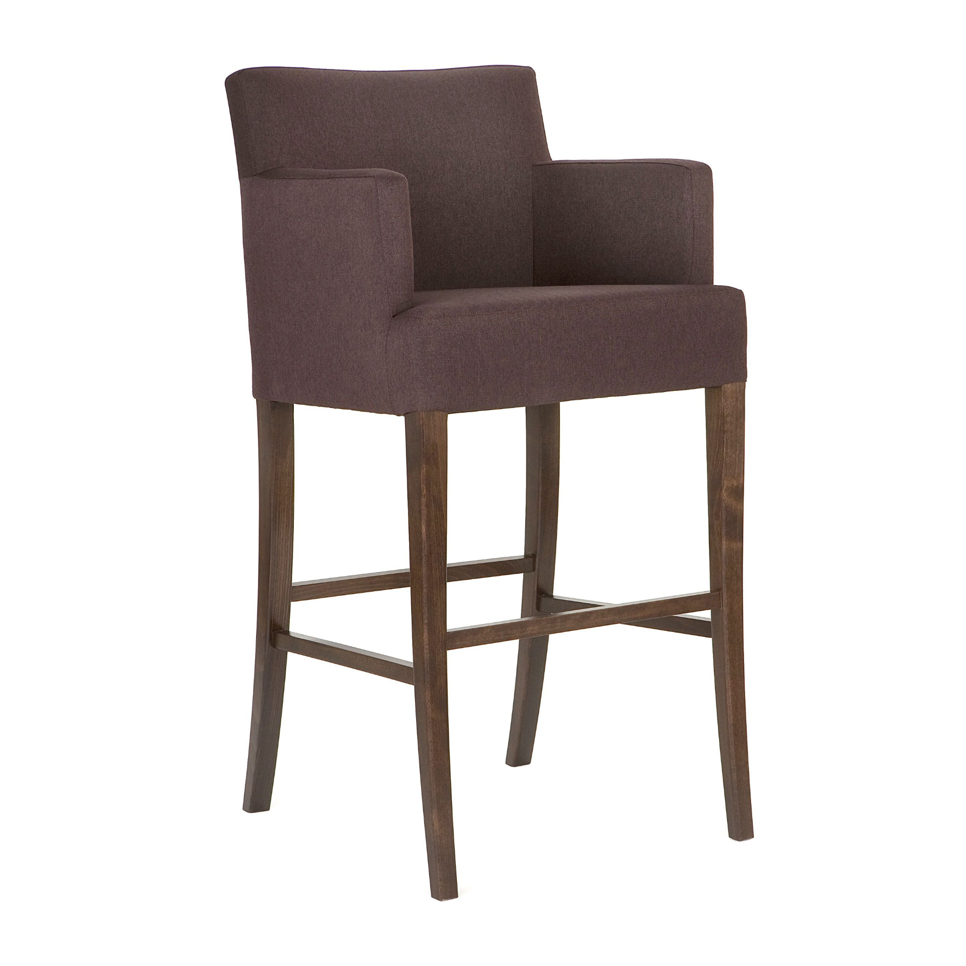 Fully upholstered bar stool with armrests