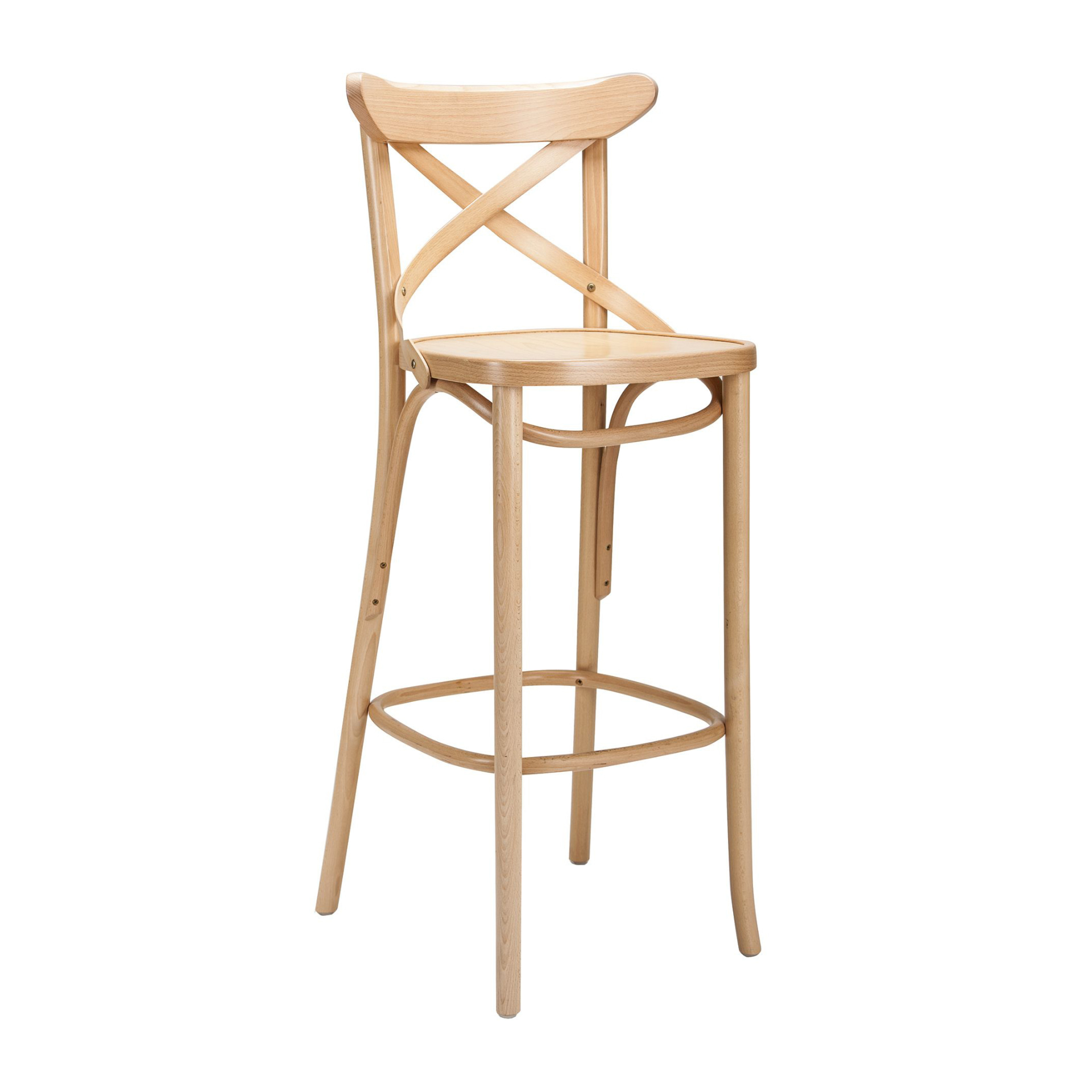 Bentwood cross back bar stool with plywood or padded seat H-1230