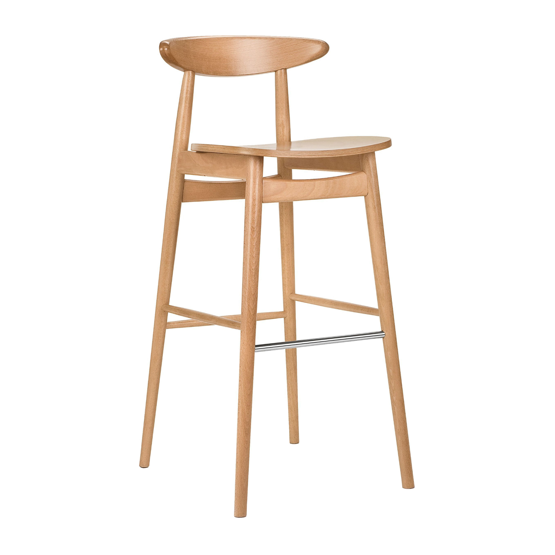 Beech wood bar stool with footrest