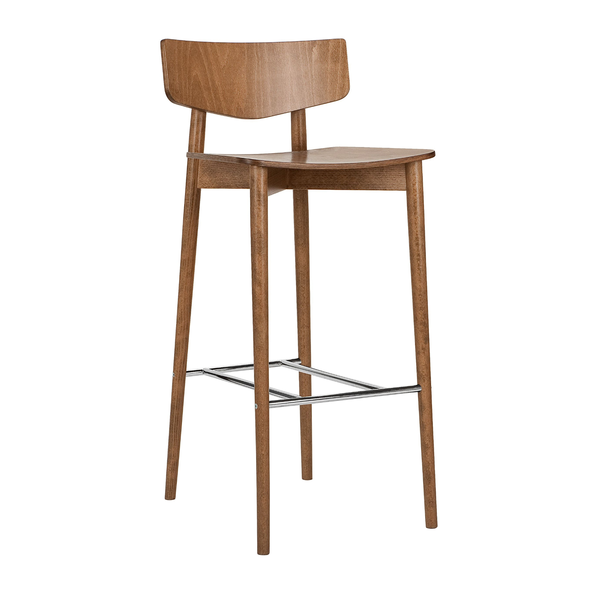 Wooden bar stool with footrest