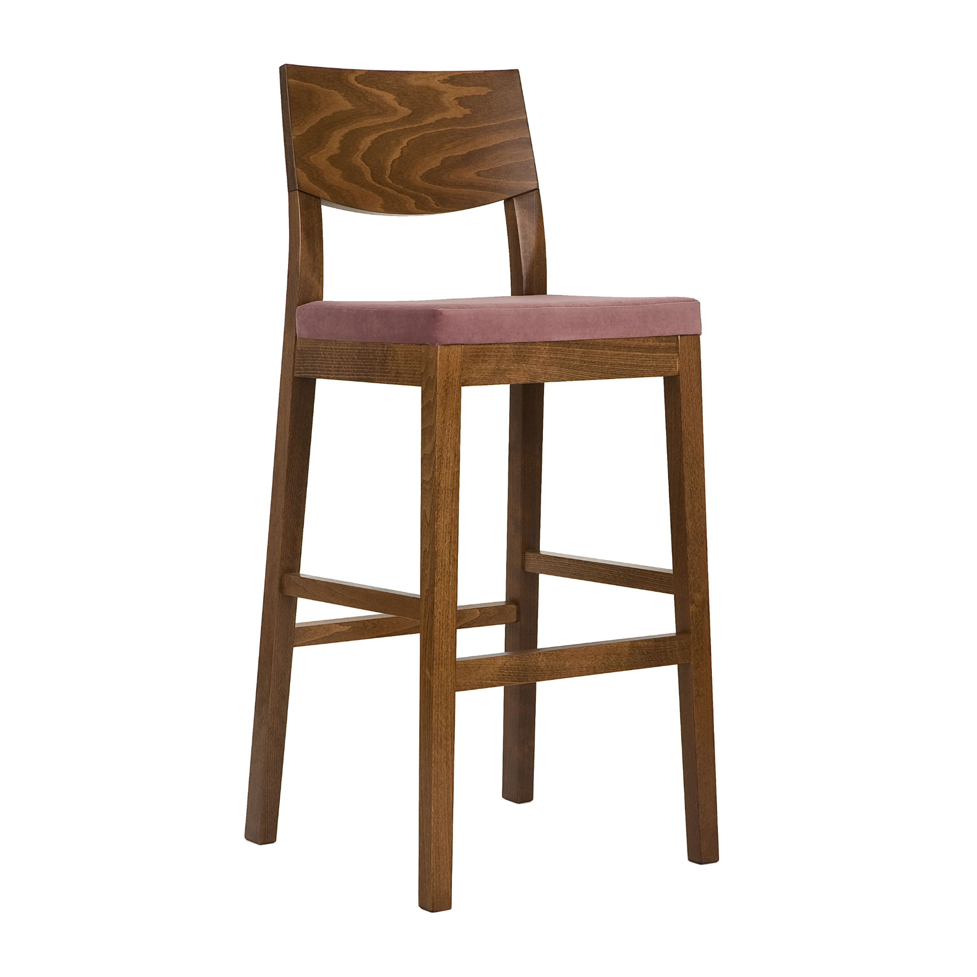 Wooden bar stool with upholstered seat H-4570