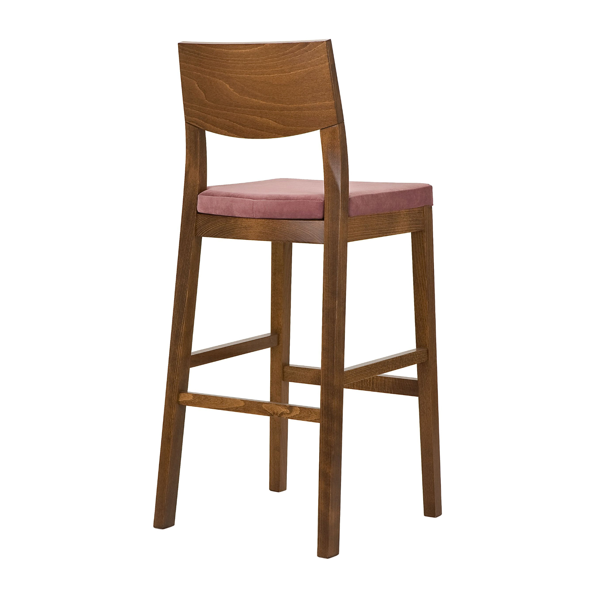 Wooden bar stool with upholstered seat H-4570