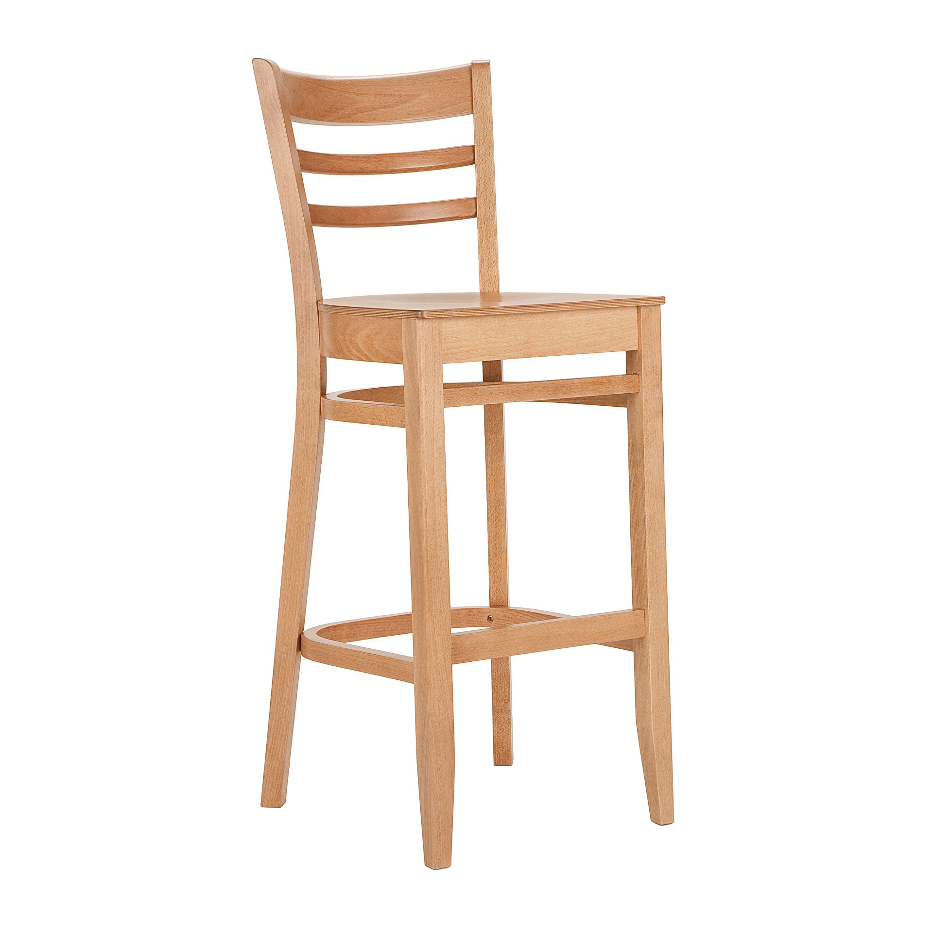 Wooden ladder back bar stool with solid or padded seat H-5200