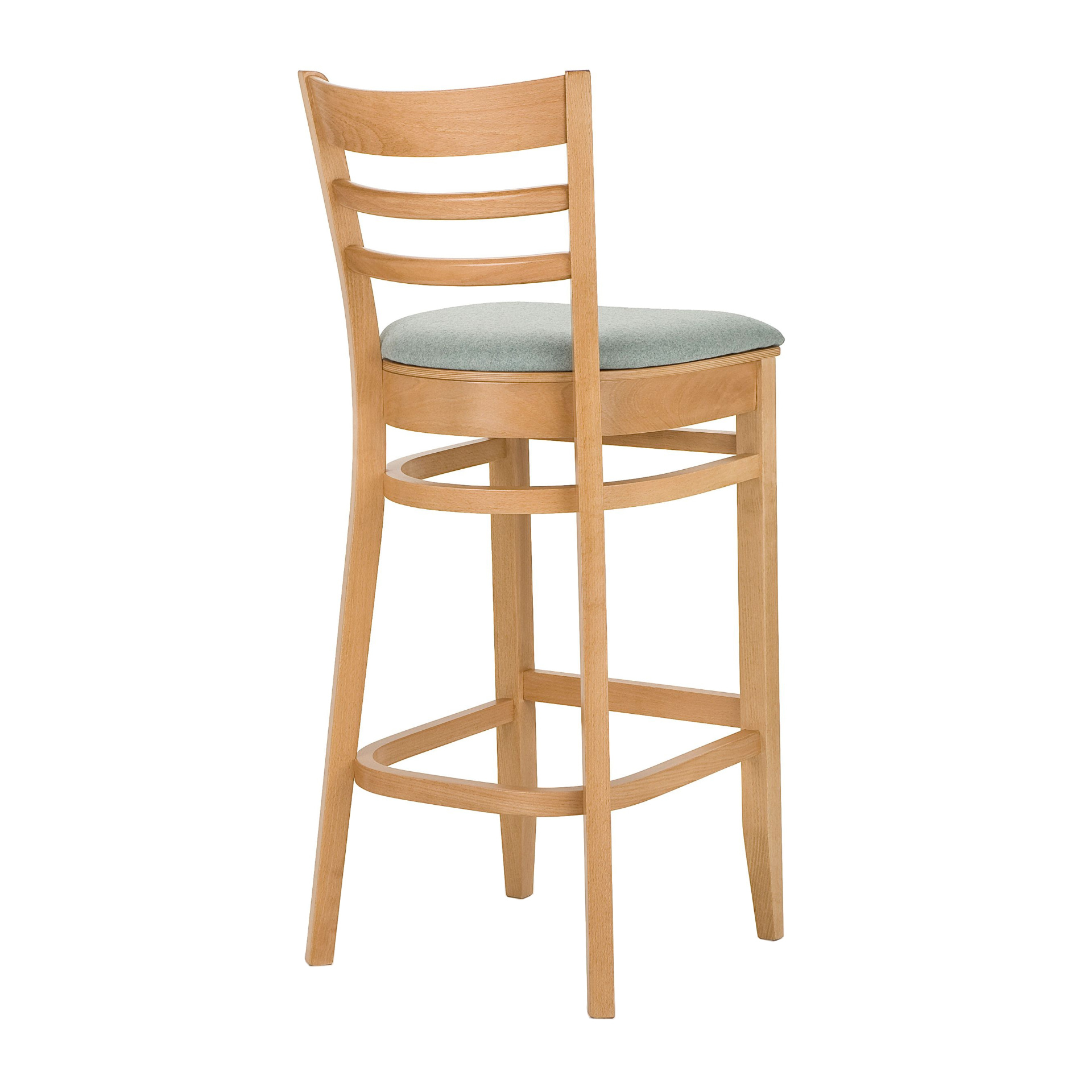 Wooden ladder back bar stool with solid or padded seat H-5200
