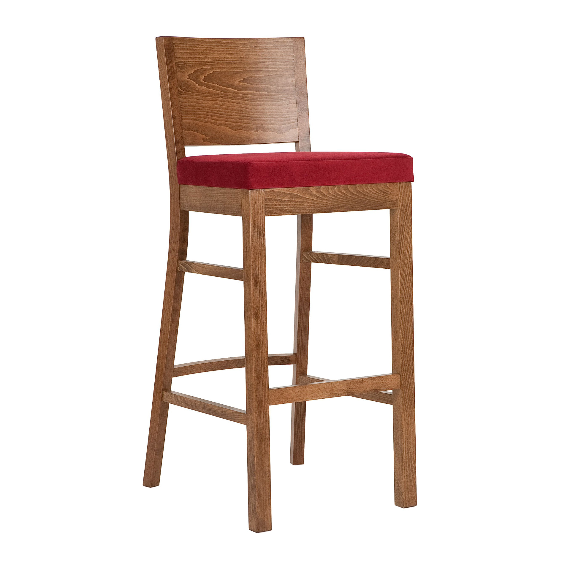 Wooden bar stool with upholstered seat H-9202