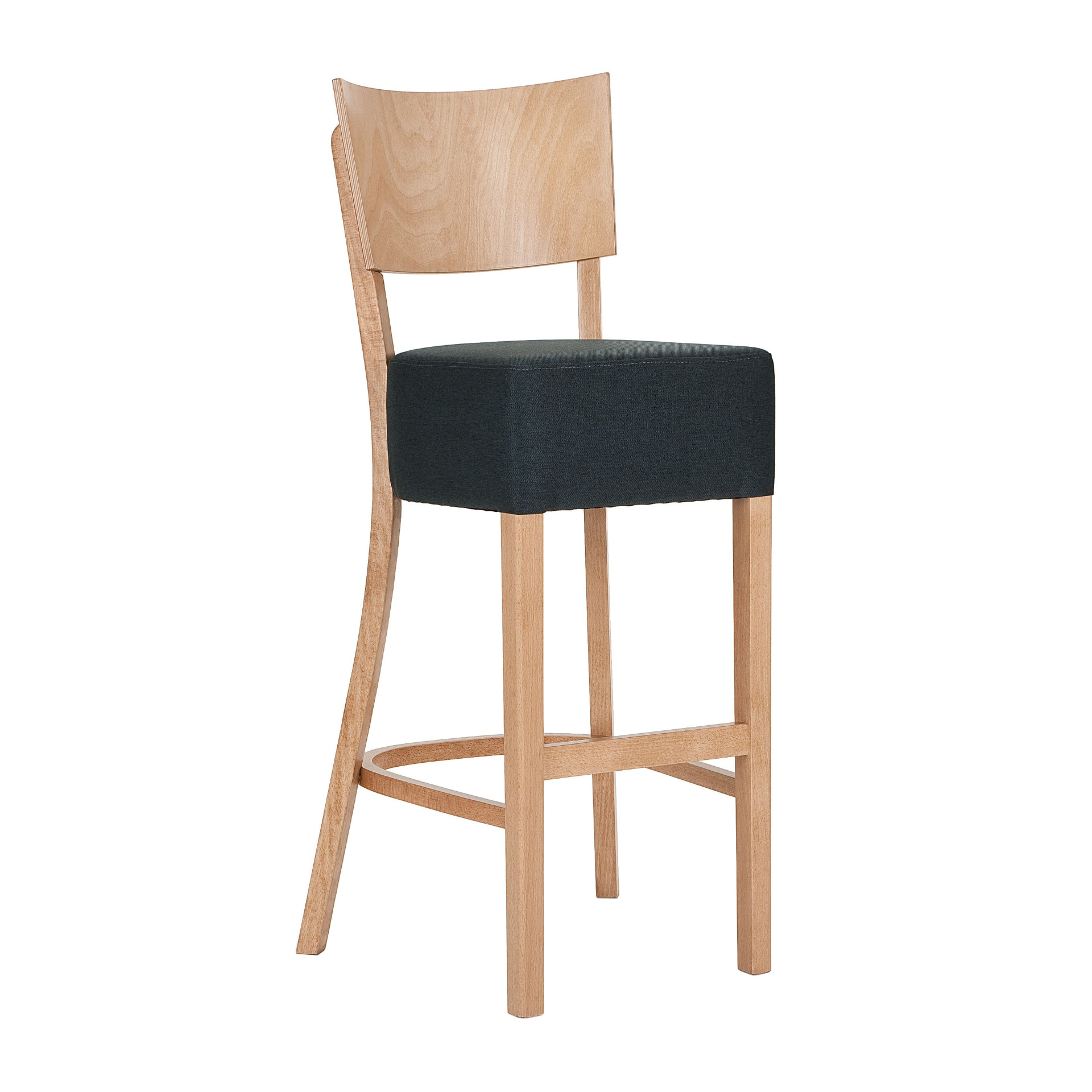 Wooden bar stool with upholstered seat H-9950