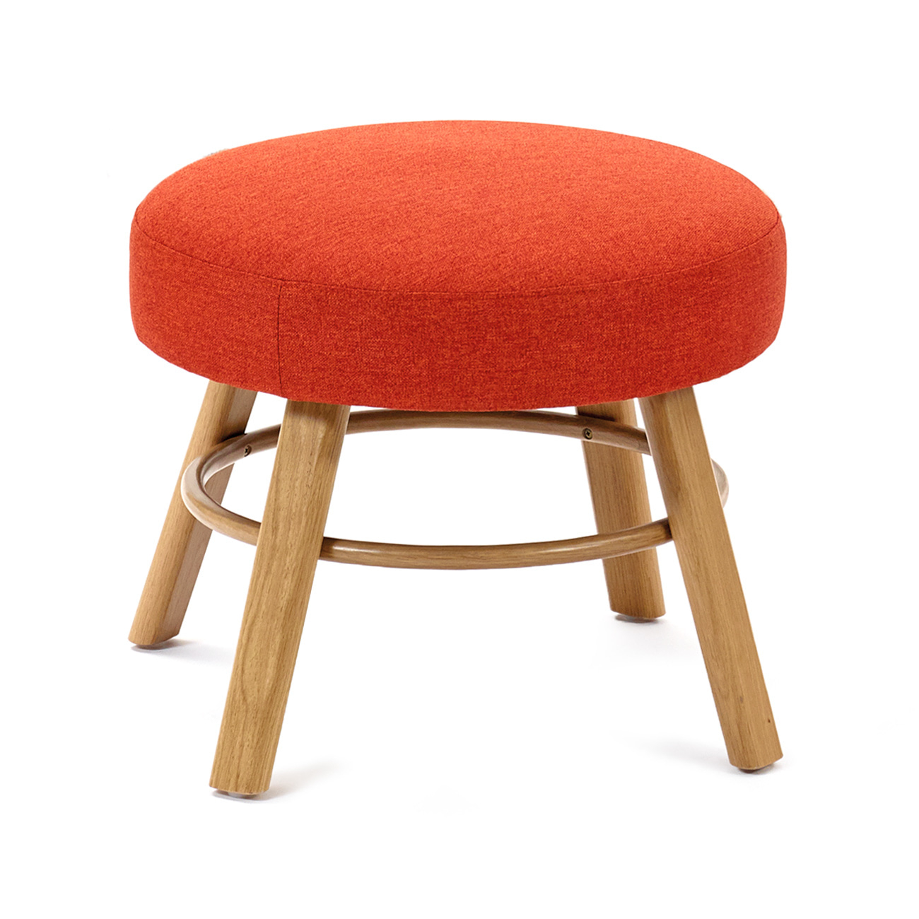 Beech low stool with a round upholstered seat C-2220