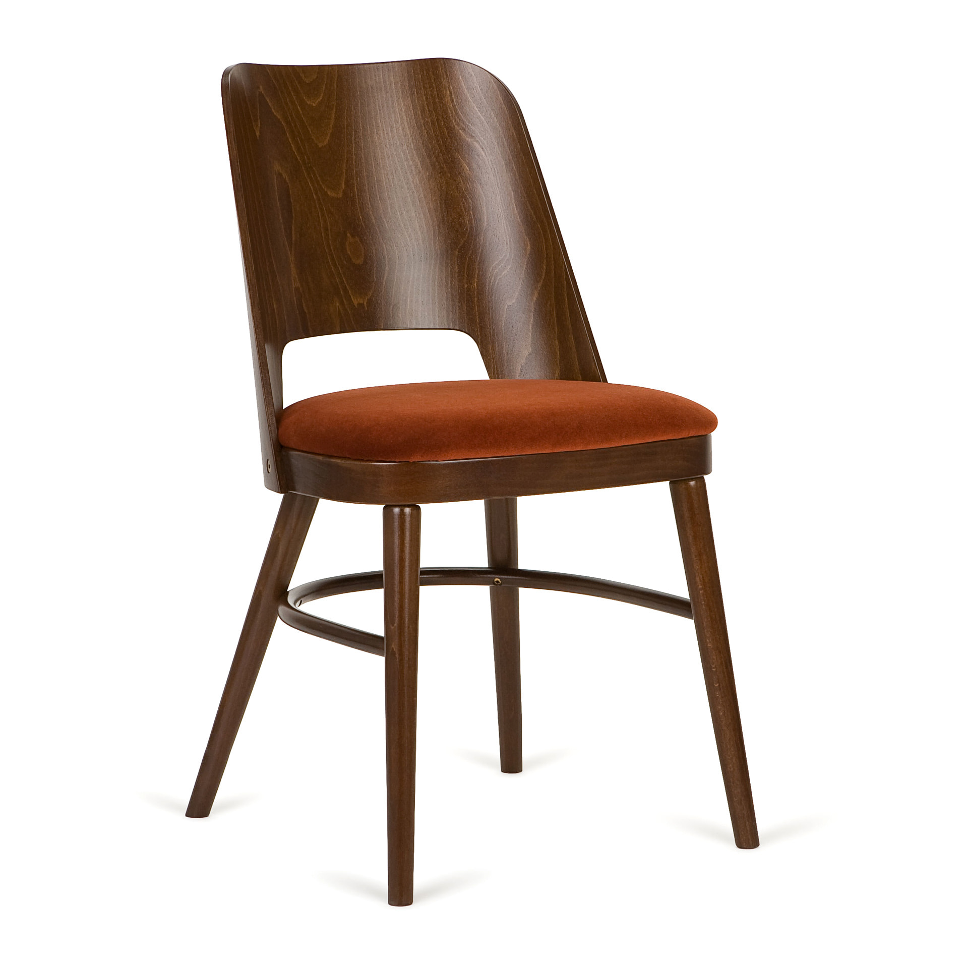 Semi-upholstered chair with curved back