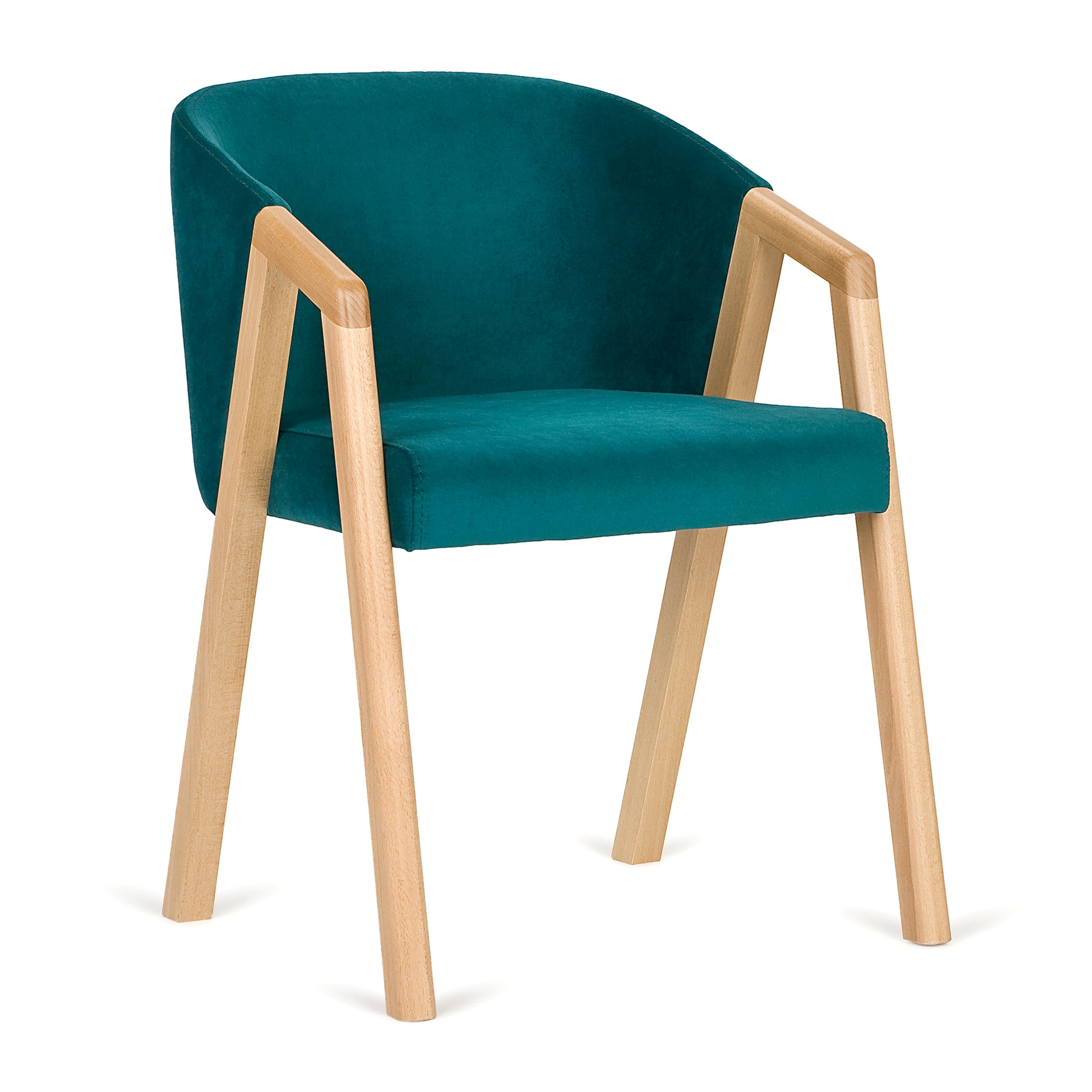 Beech wood upholstered armchair