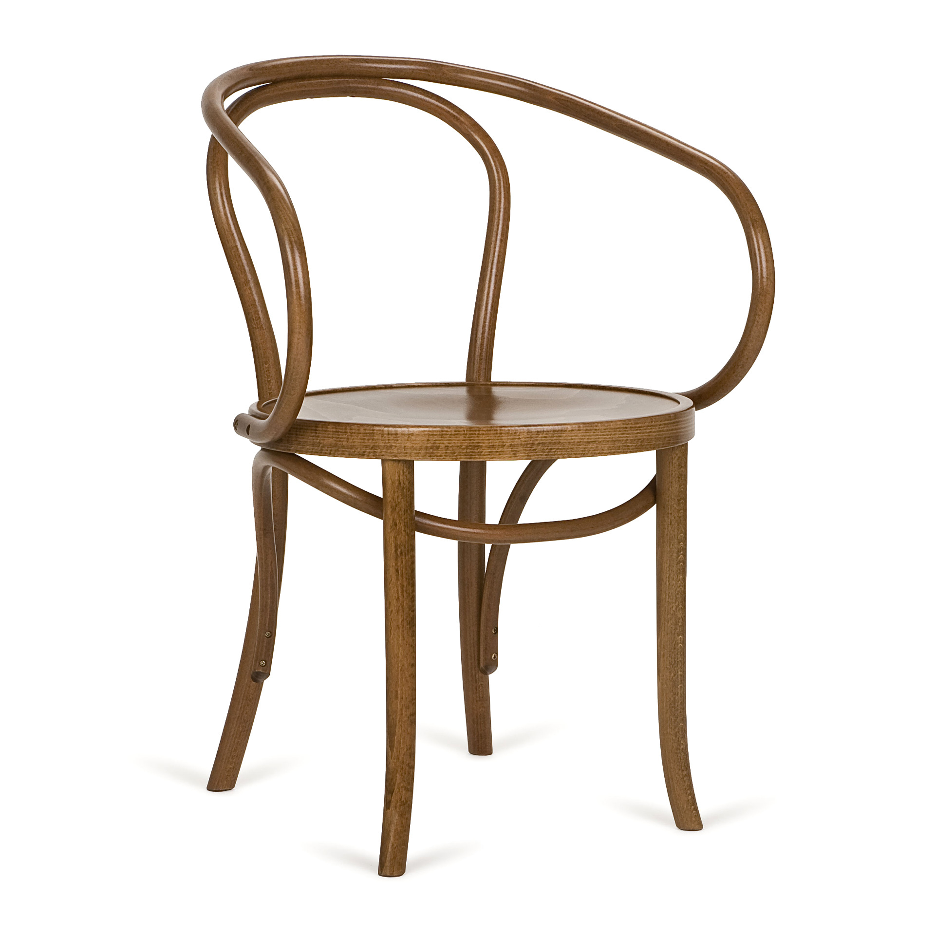 Bentwood armchair with plywood or straw seat
