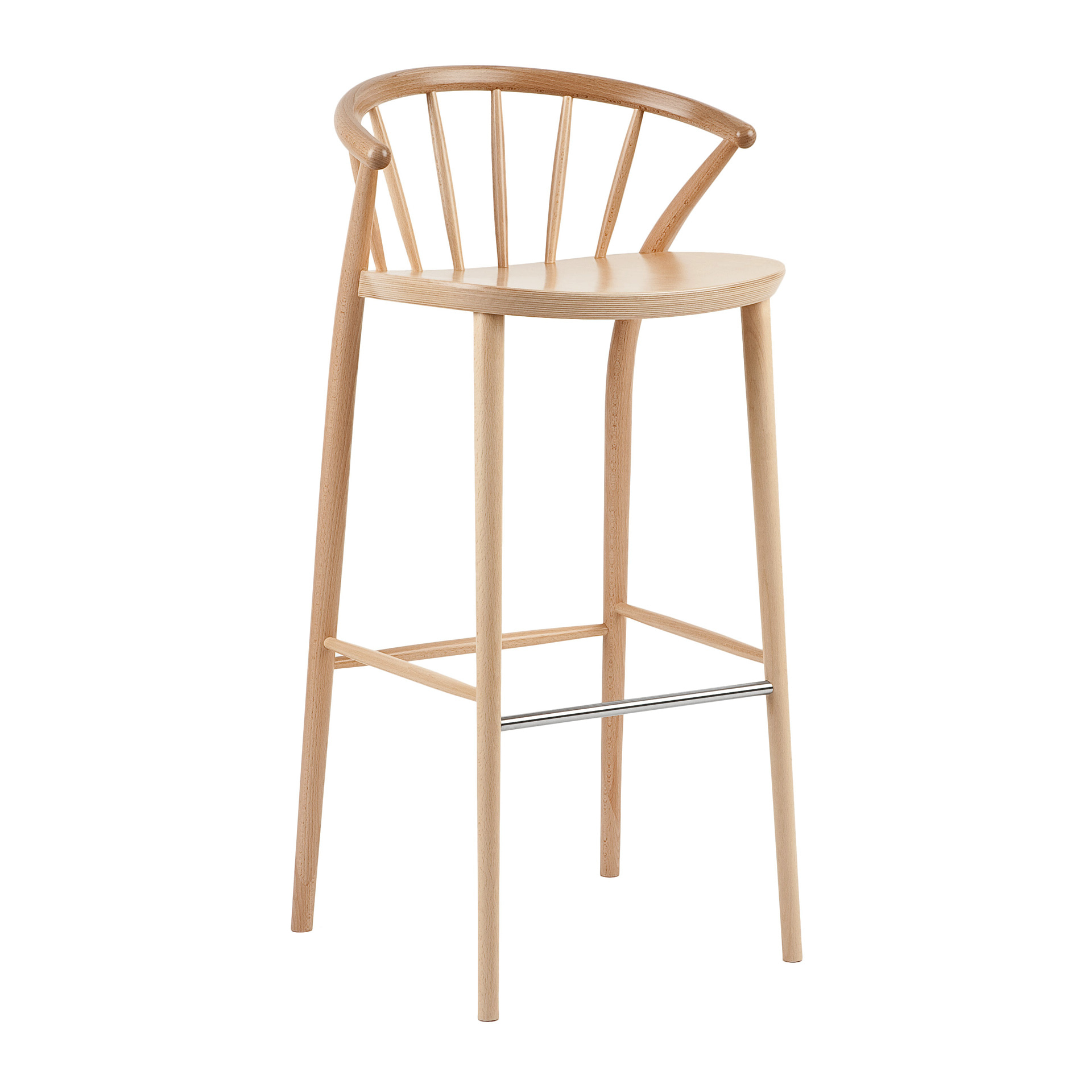 Wooden vertical slat back bar stool 