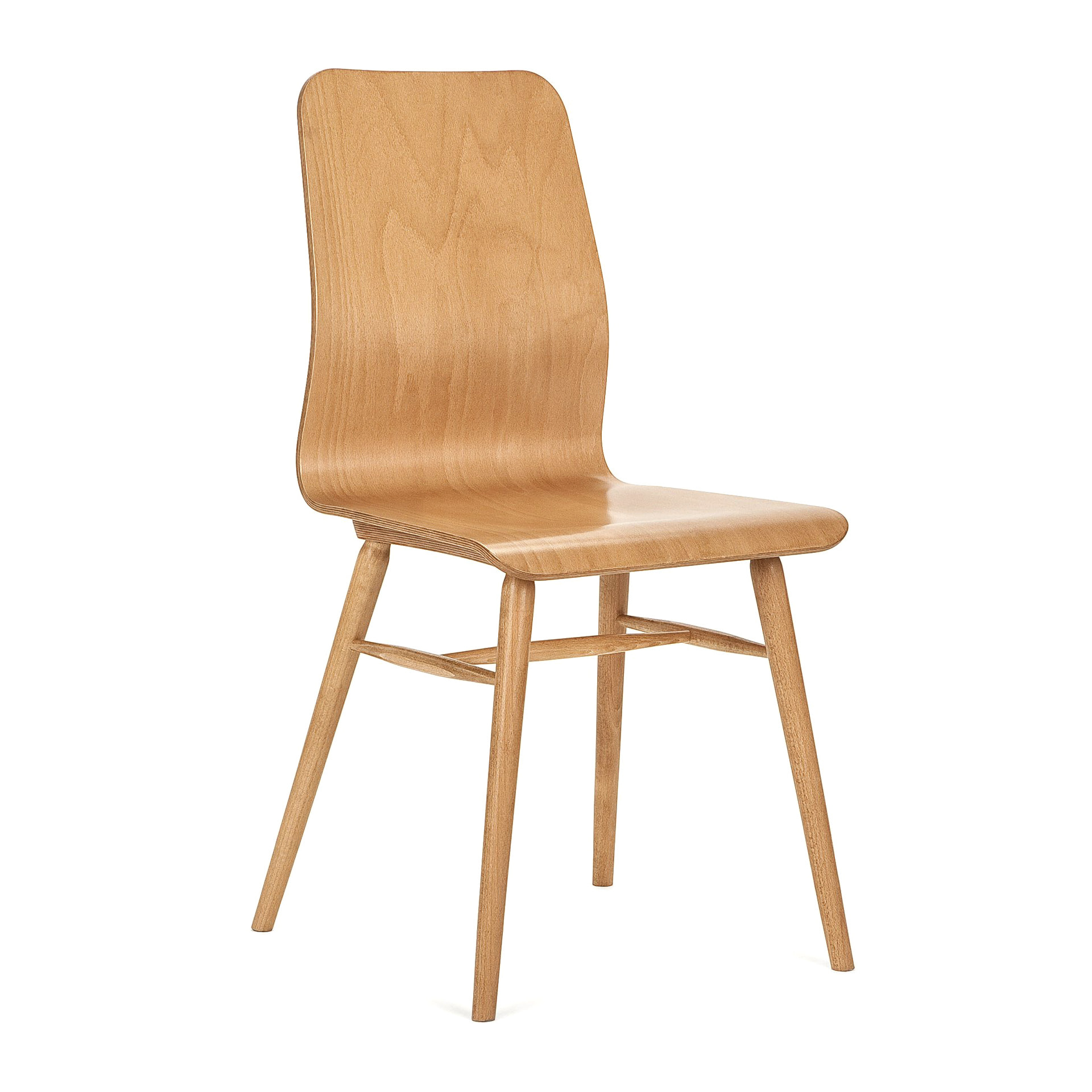 Silla de madera con respaldo curvado y carcasa maciza o acolchada A-2094