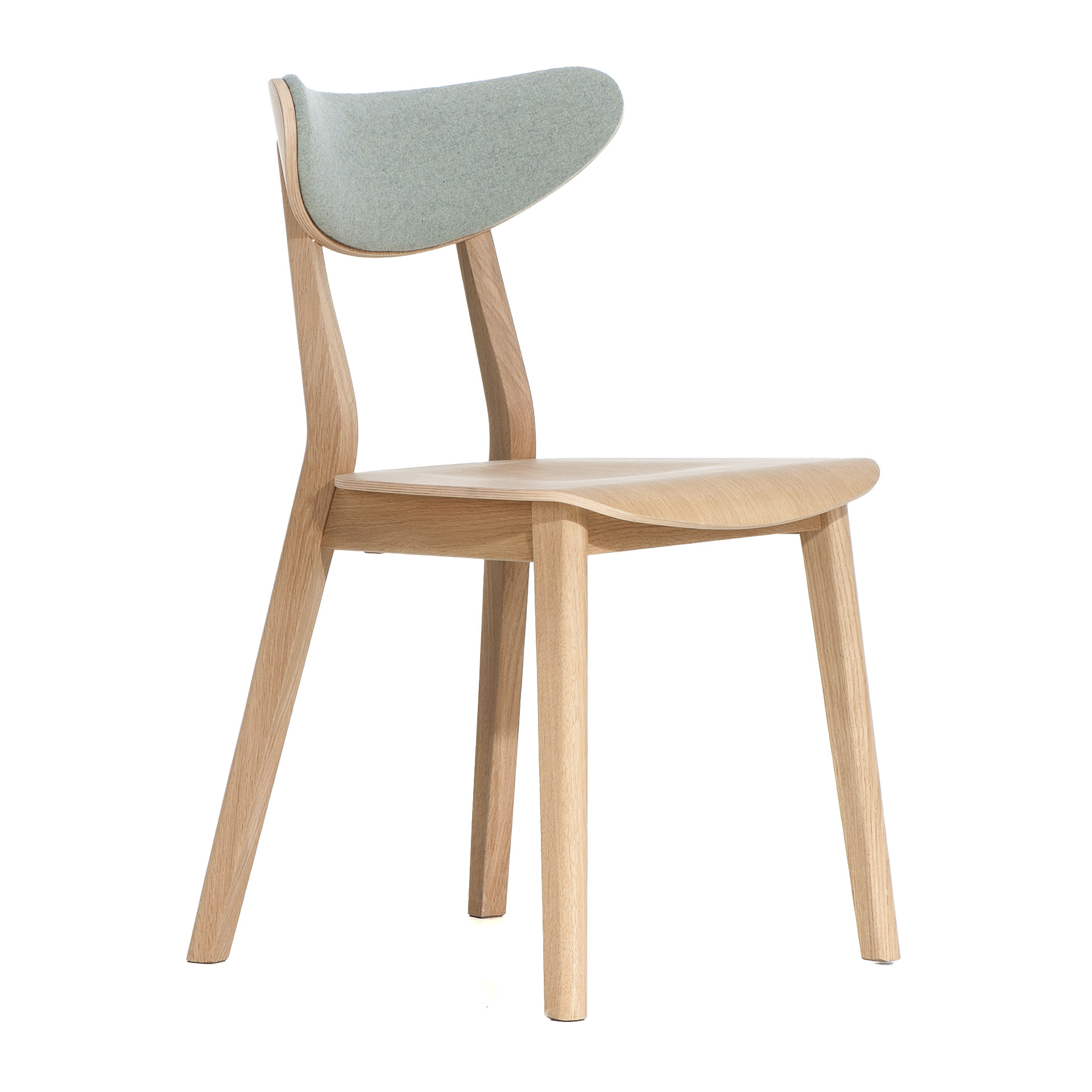 Wooden chair with upholstered back
