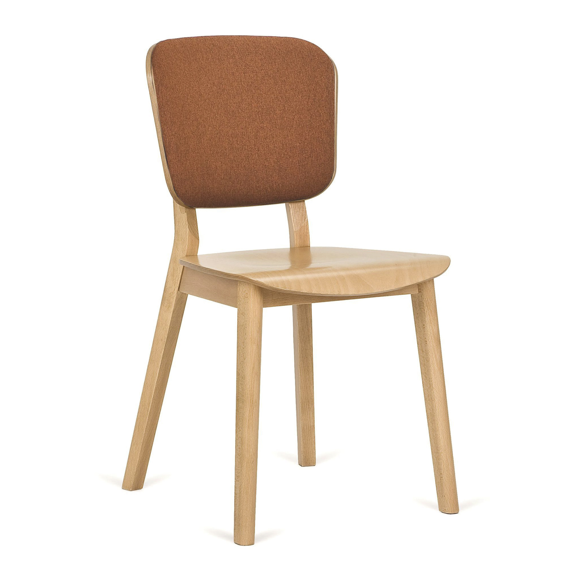 Wooden chair with upholstered back