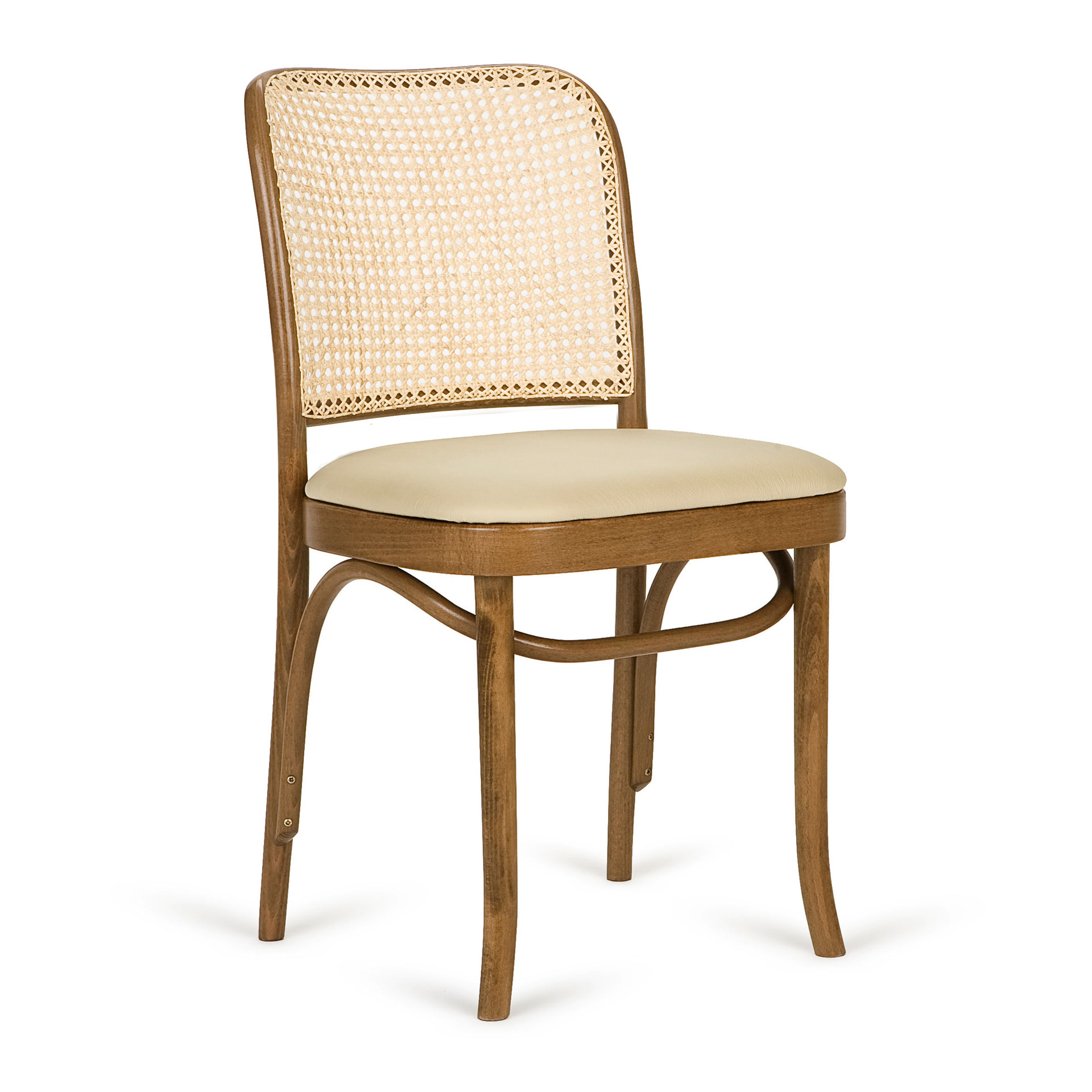 Silla con respaldo de paja y asiento acolchado