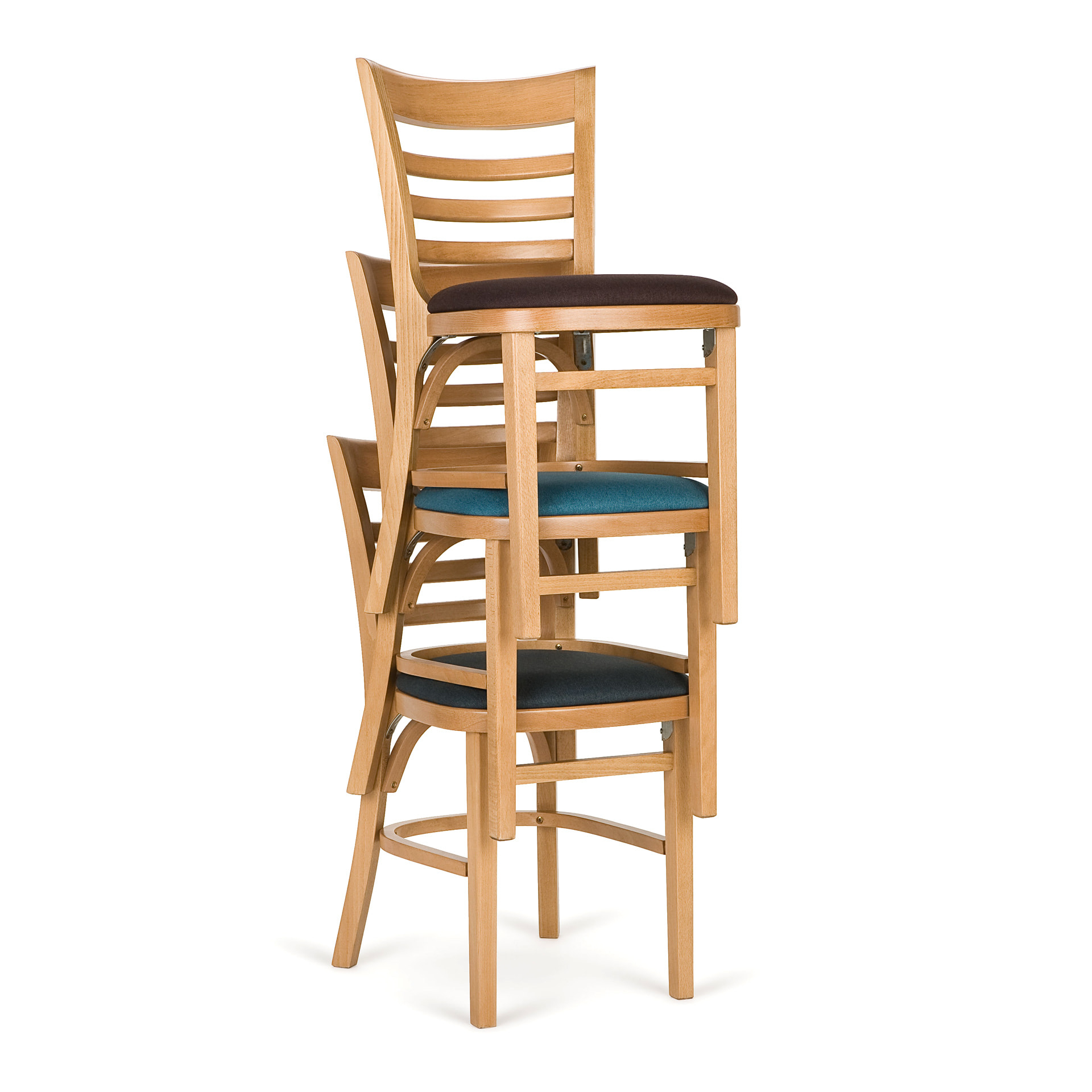 Ladder back wooden chair with solid or padded seat A-9003
