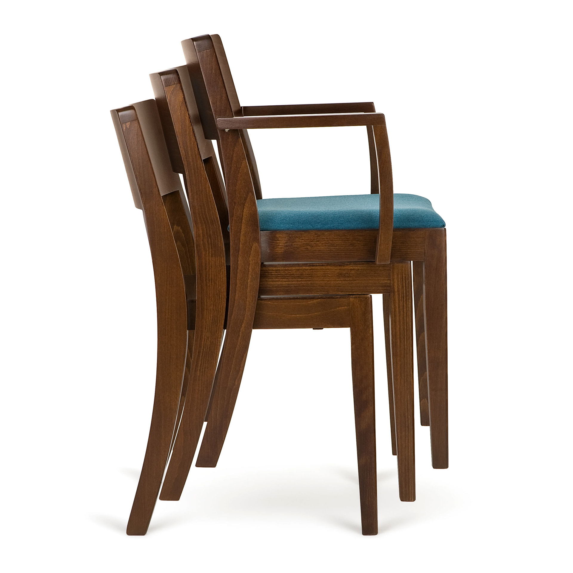 Beech stackable chair with armrests B-9705