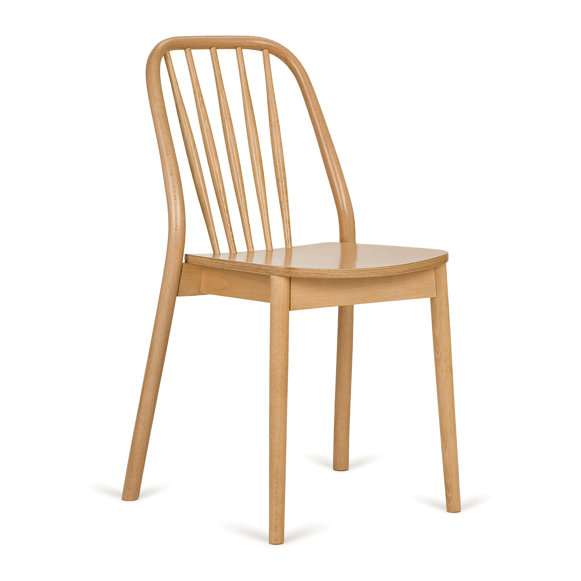 Vertical slat back wooden chair