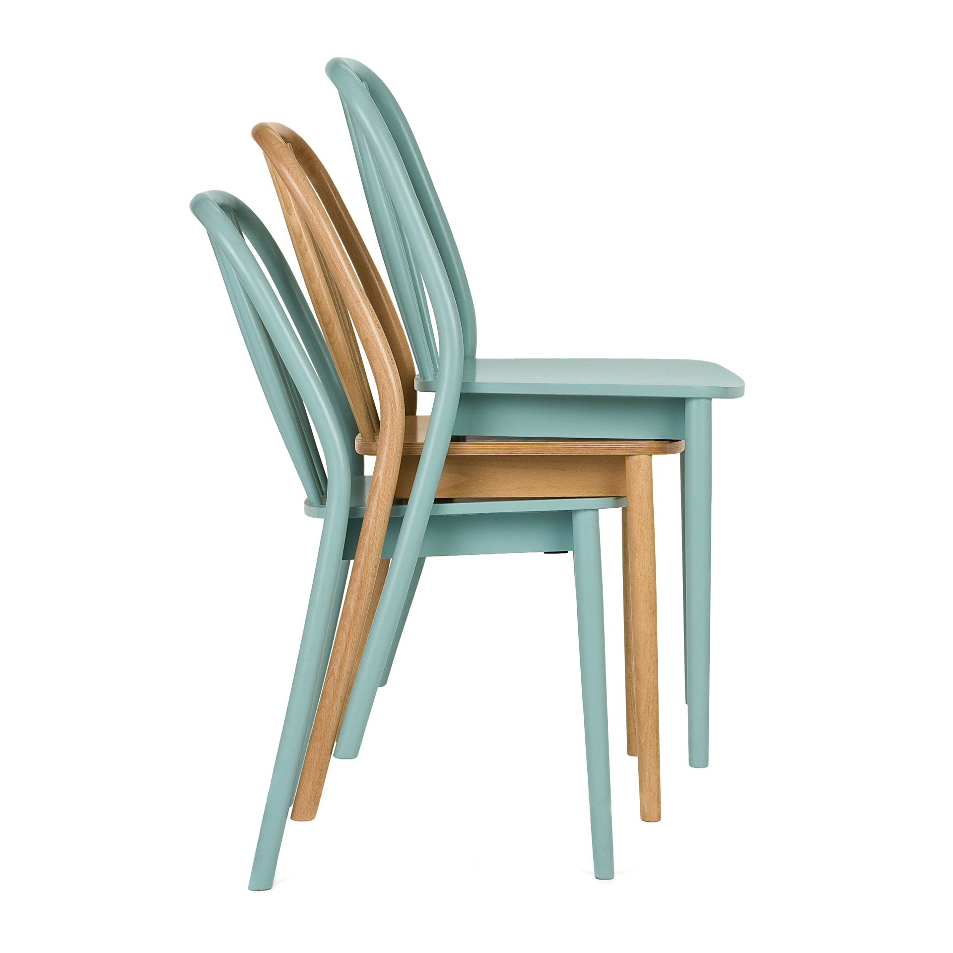 Wooden chair with vertical slat back A-1070 Aldo