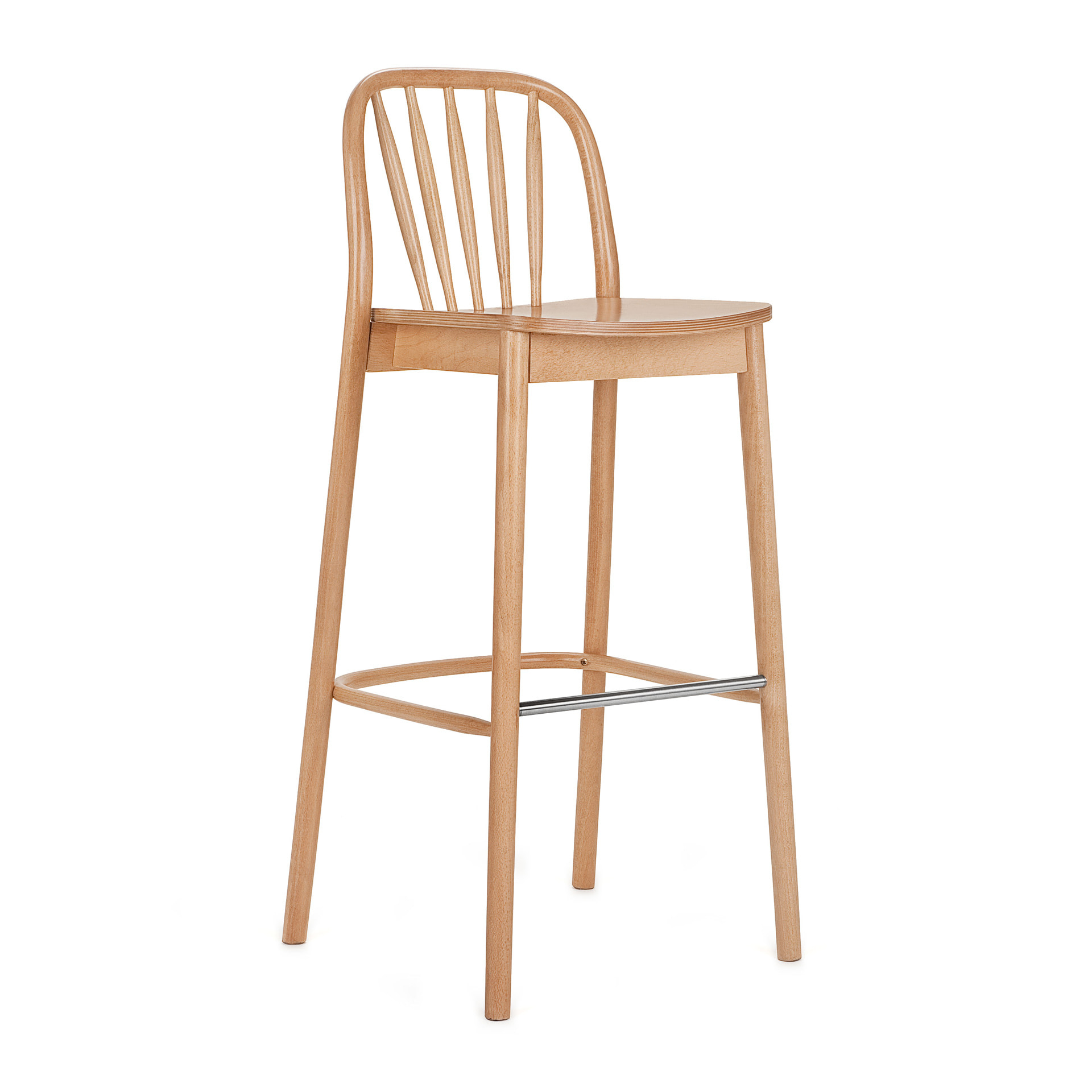 Beech wood vertical slat back high stool H-1070 Aldo