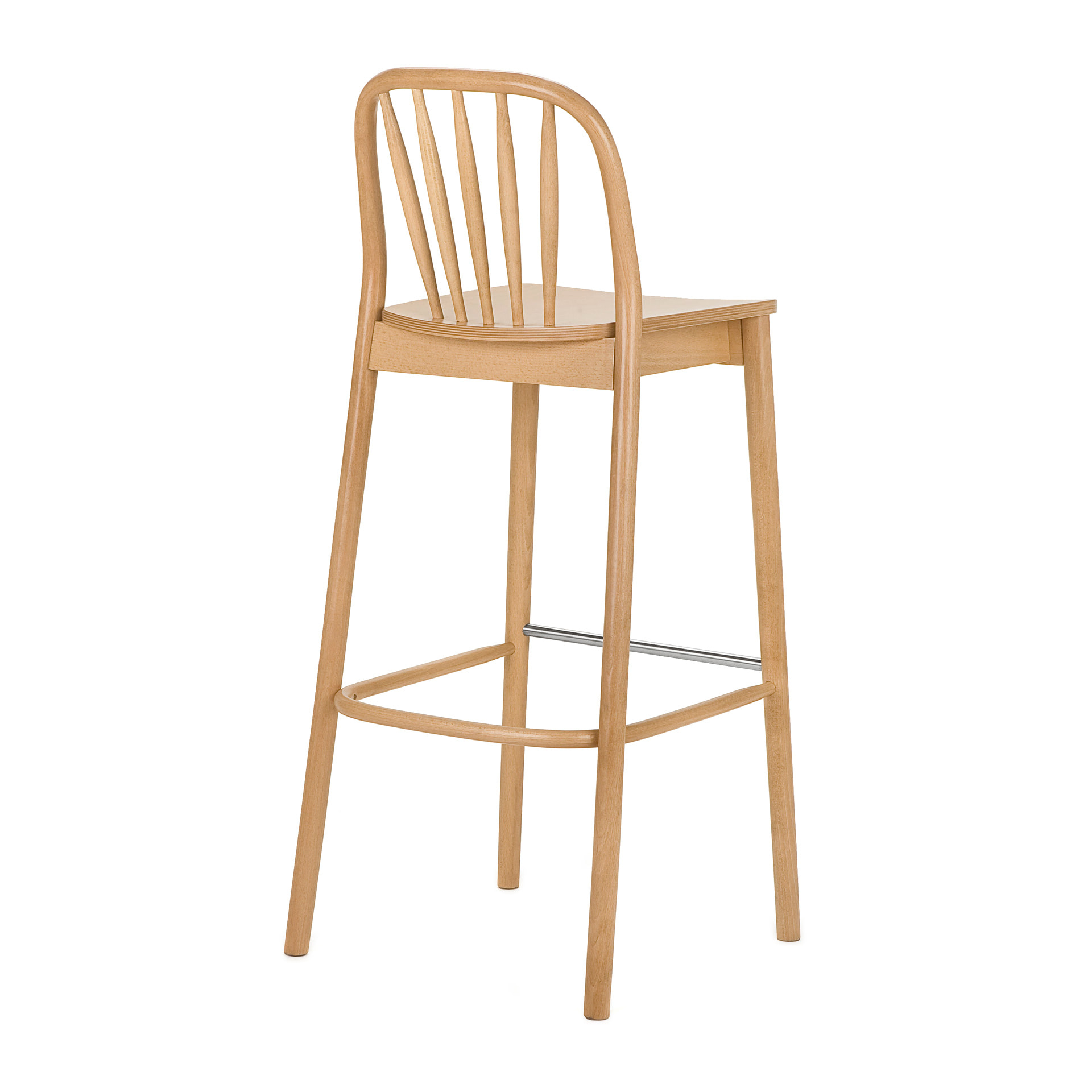 Beech wood vertical slat back high stool H-1070 Aldo