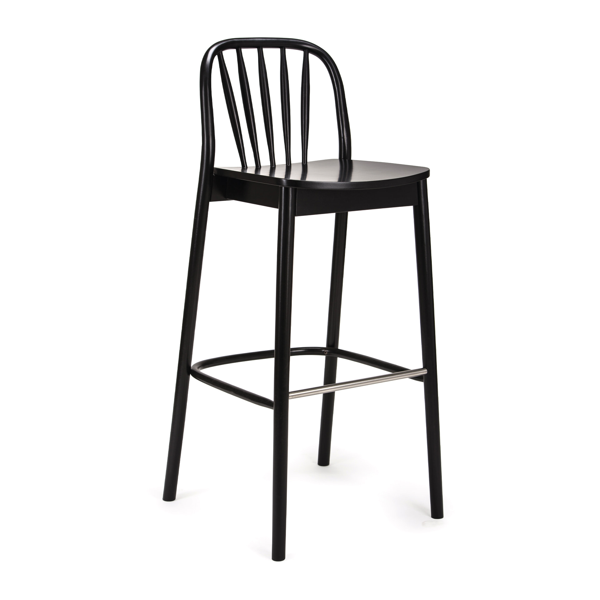 Beech wood vertical slat back high stool H-1070 Aldo
