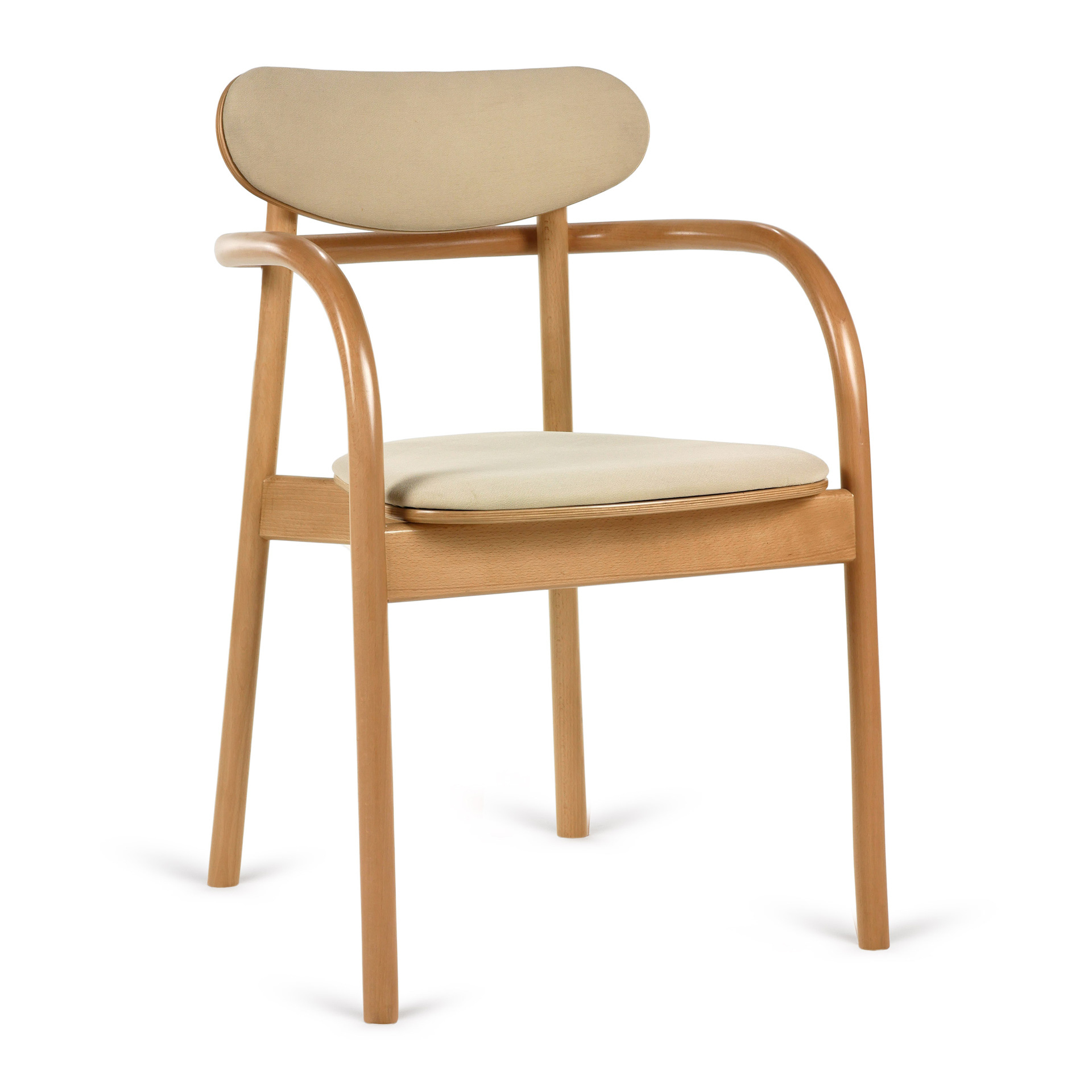 Upholstered wooden armchair