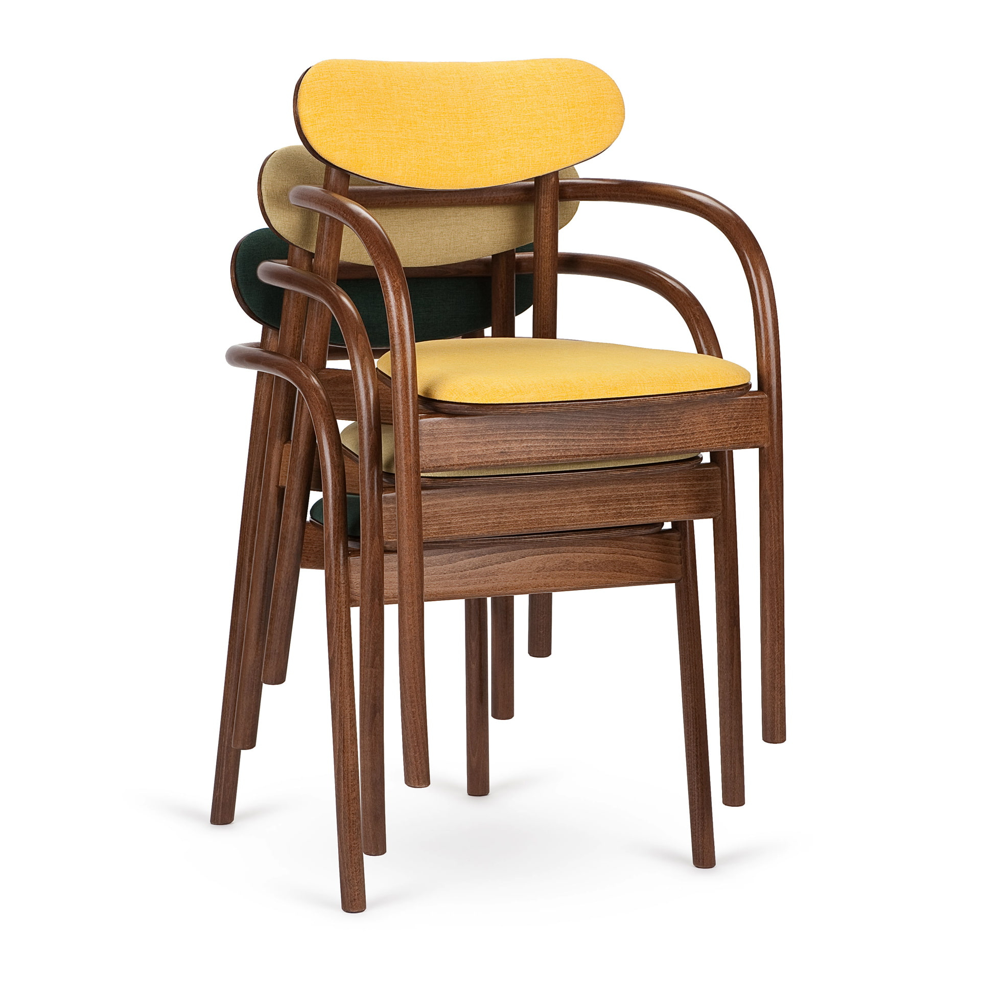 Beech stackable chair with armrests B-2961 La Benda