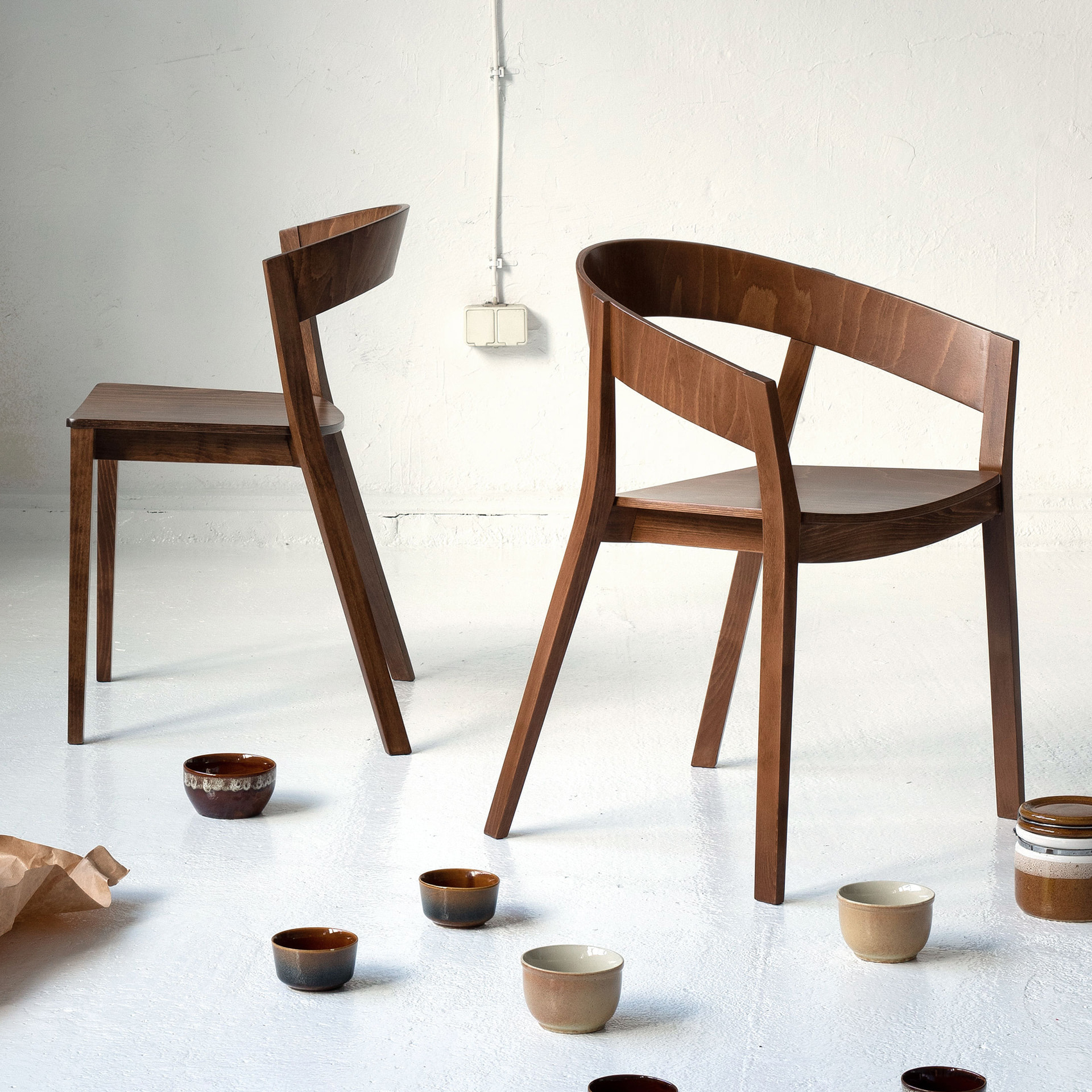 Wooden armchair with solid or padded seat B-4800 Archer
