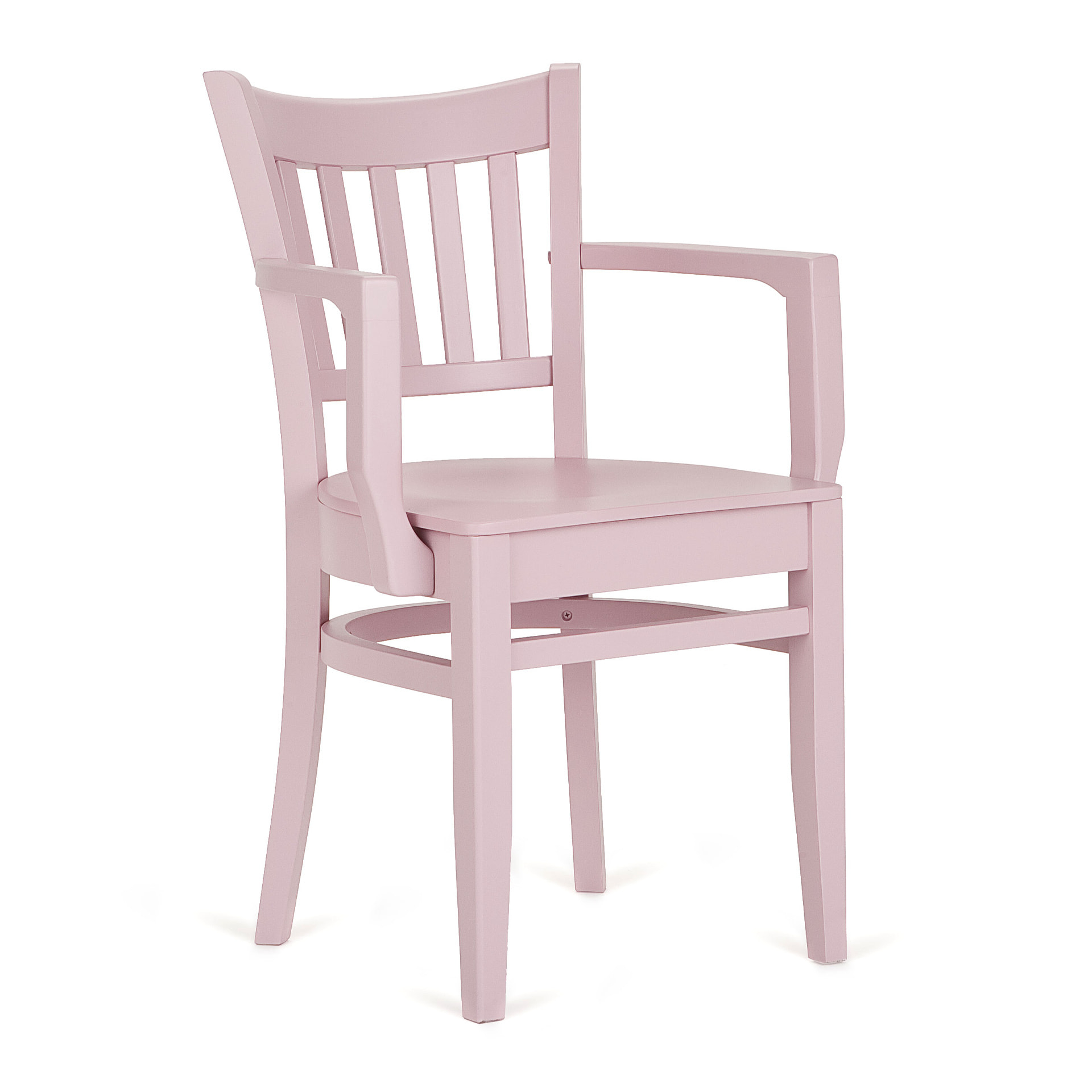 Vertical slat back wooden armchair